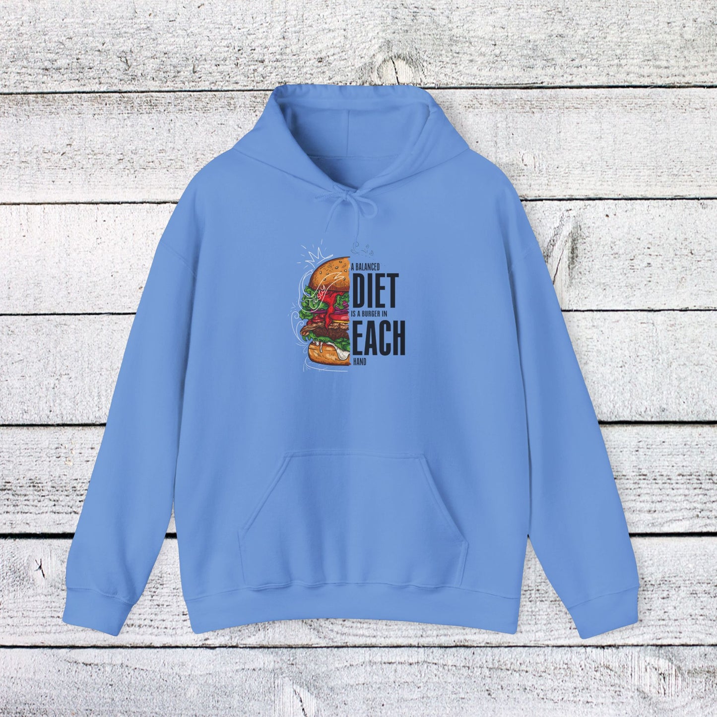 unisex heavy blend™ hooded sweatshirt - a balanced diet is a burger in each hand - funny food quote