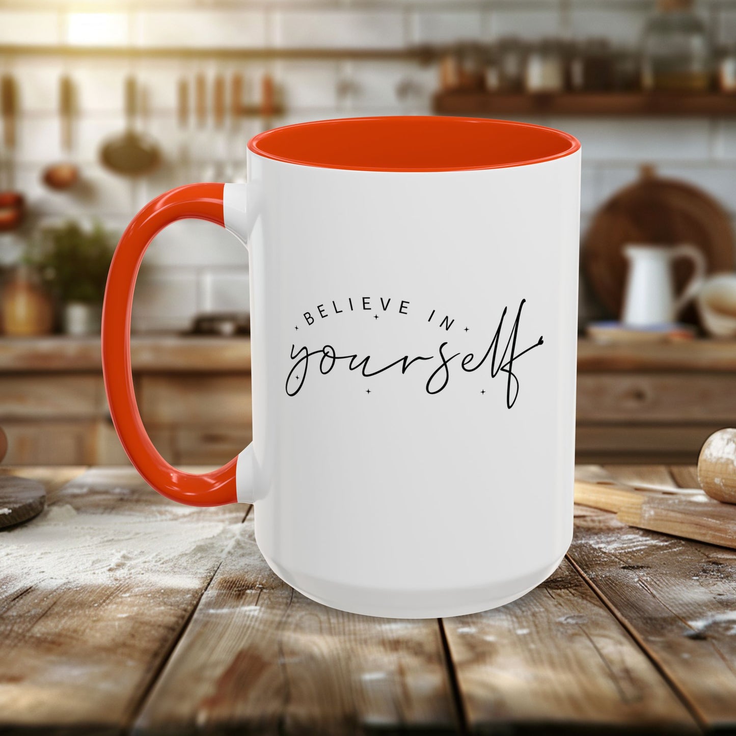 colorful mugs (11oz, 15oz) - believe in yourself - classic self-esteem booster