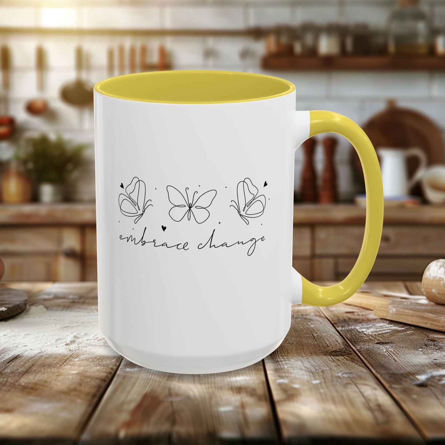 colorful mugs (11oz, 15oz) - embrace change - growth mindset quote
