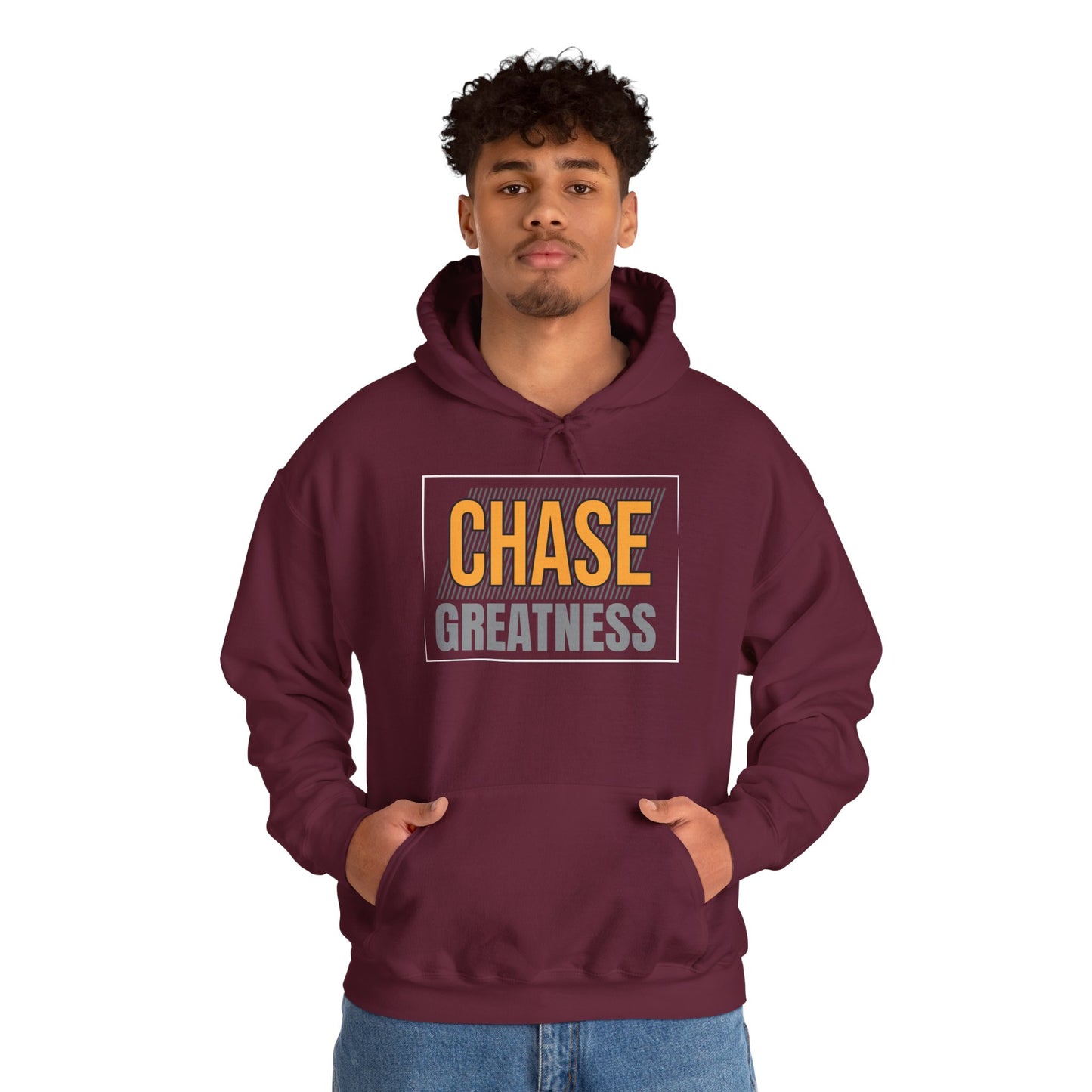 unisex heavy blend™ hooded sweatshirt - chase greatness - bold motivation quote