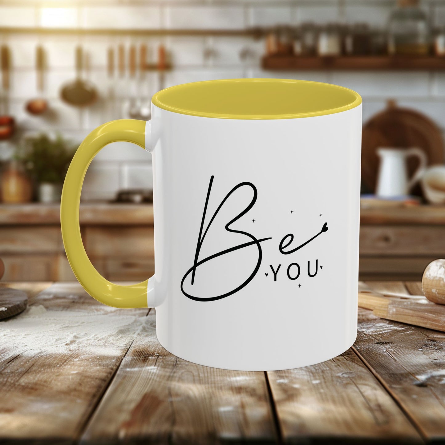 colorful mugs (11oz, 15oz) - be you - simple and powerful self-love quote
