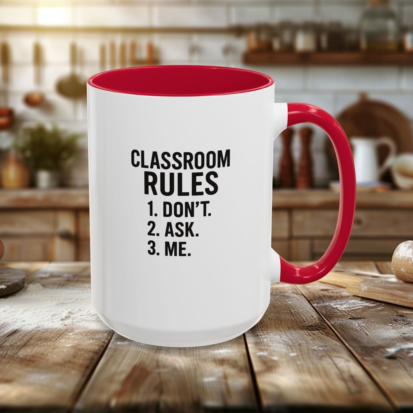 colorful classroom rules mug - perfect for teachers and students. teachers with attitude.