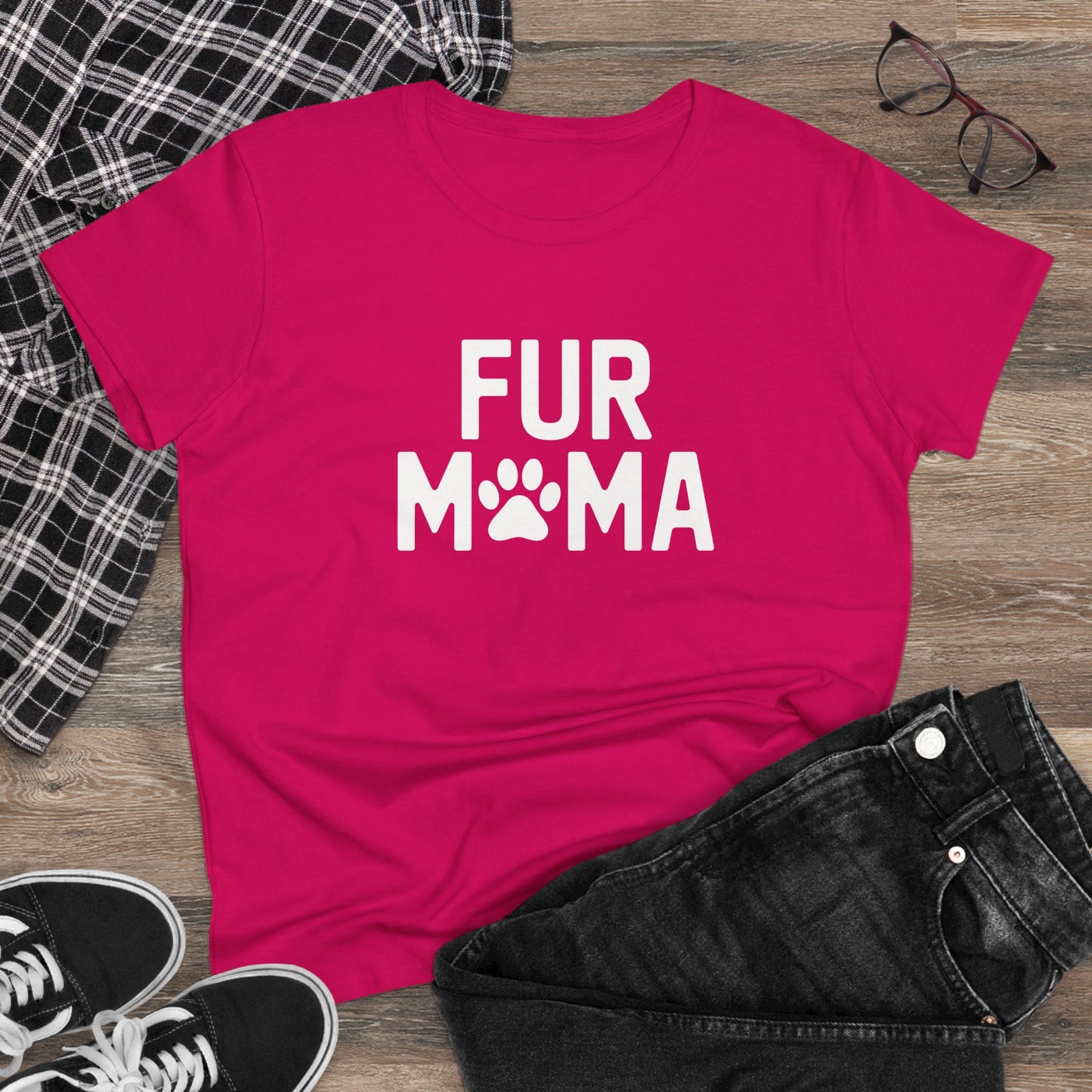 women's midweight cotton tee - fur muma | funny dog lover gift | cute pet quote design