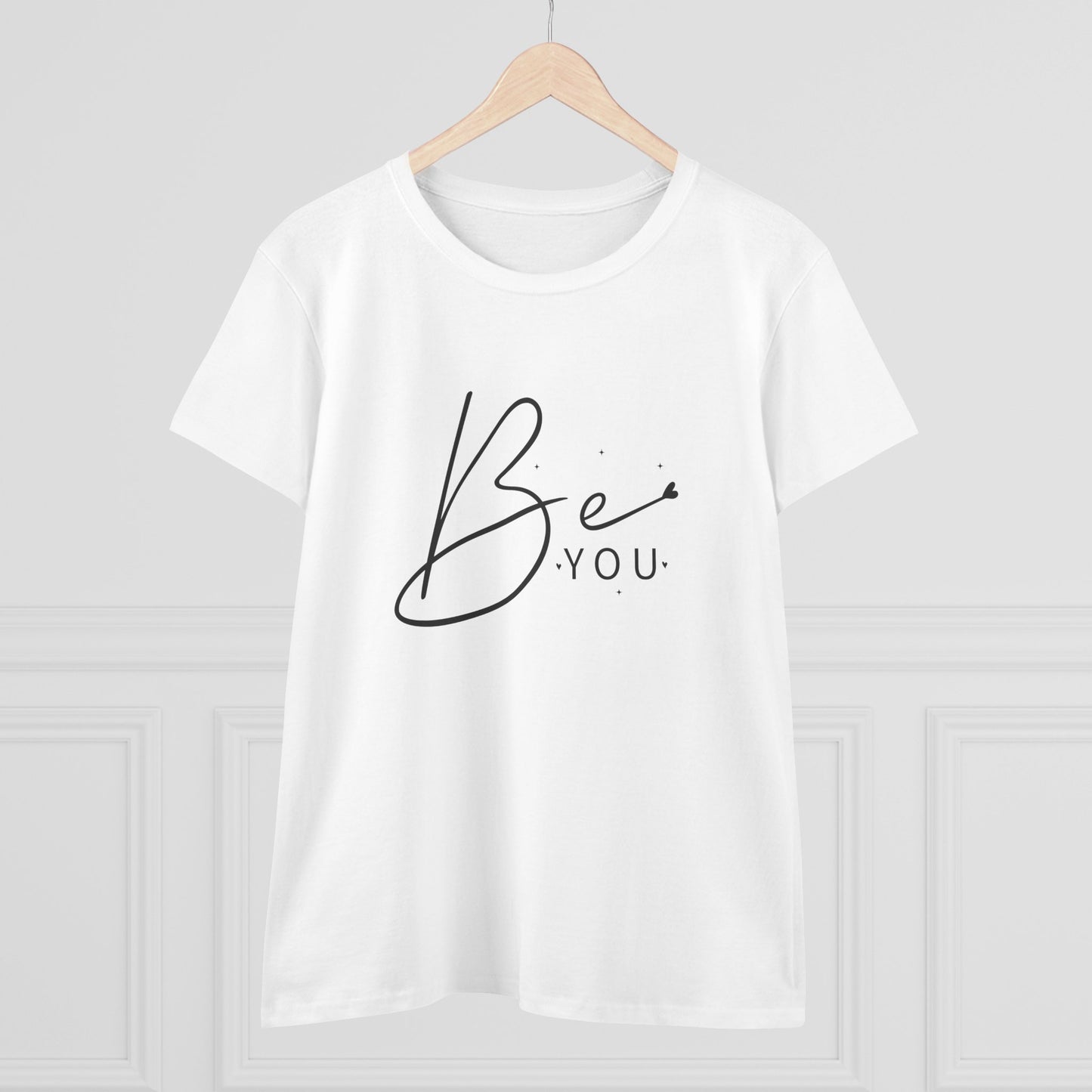 women's midweight cotton tee - be you - simple and powerful self-love quote