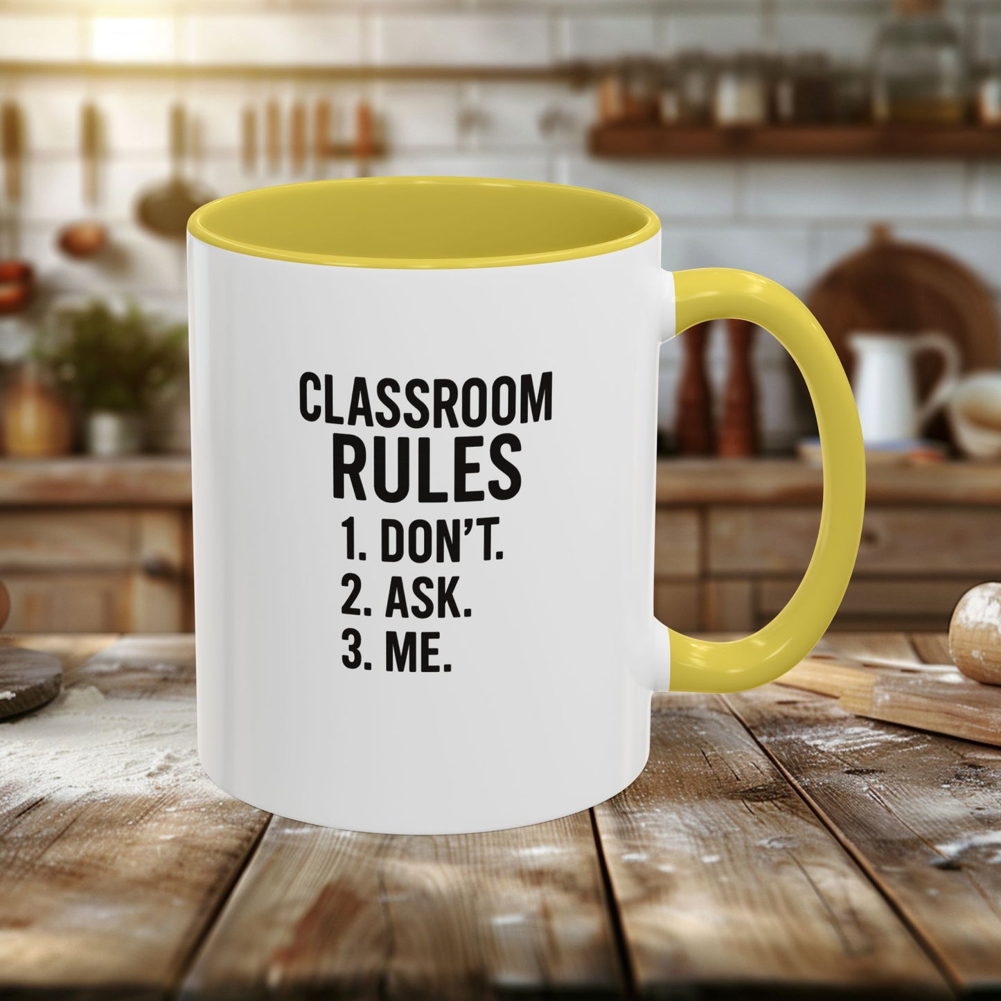 colorful classroom rules mug - perfect for teachers and students. teachers with attitude.
