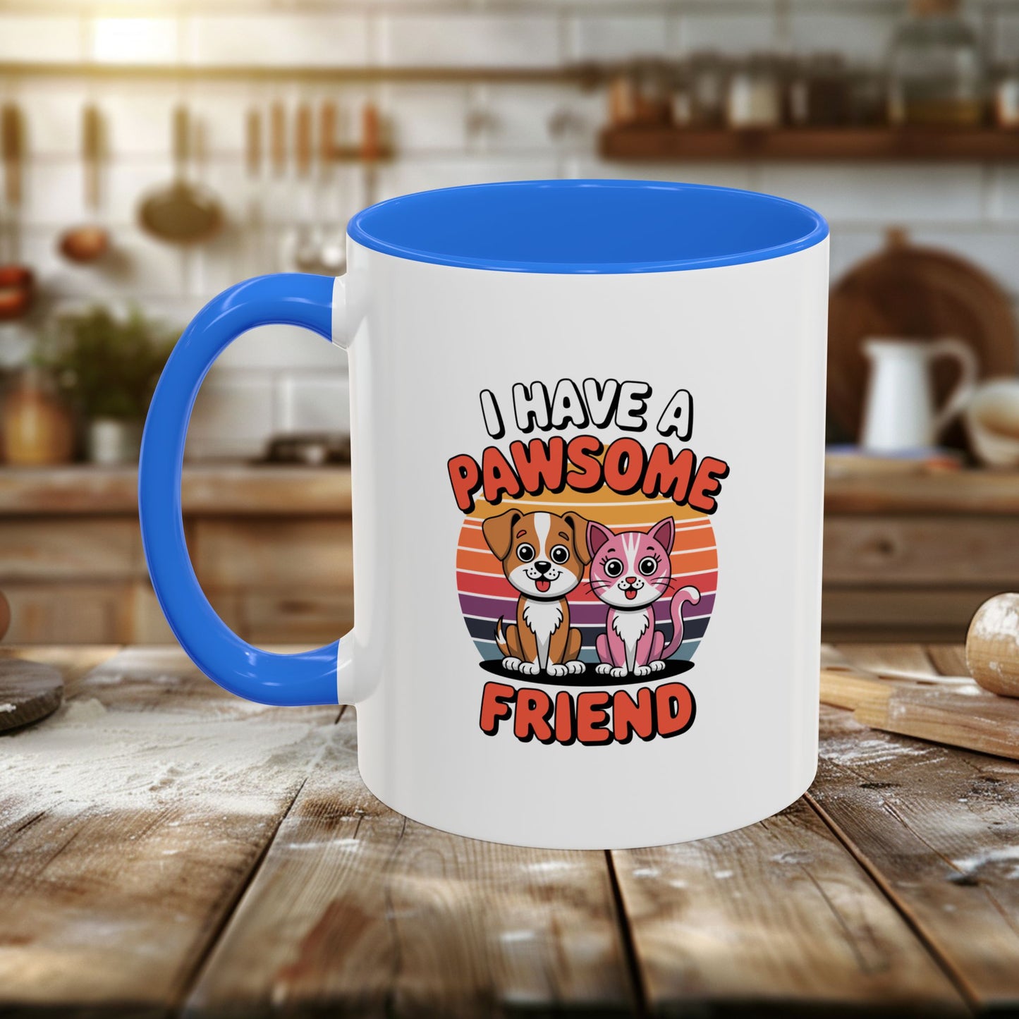 colorful mugs (11oz, 15oz) - i have a pawesome friend | funny dog lover gift | cute pet quote design
