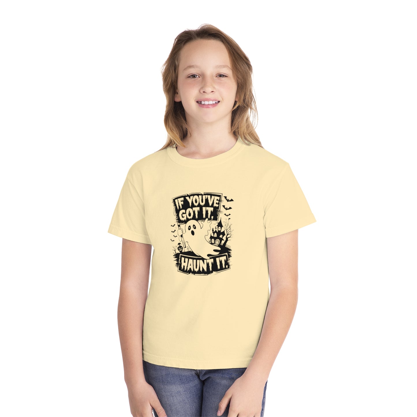 youth t-shirt, youth halloween t-shirt, if you've got it haunt it!