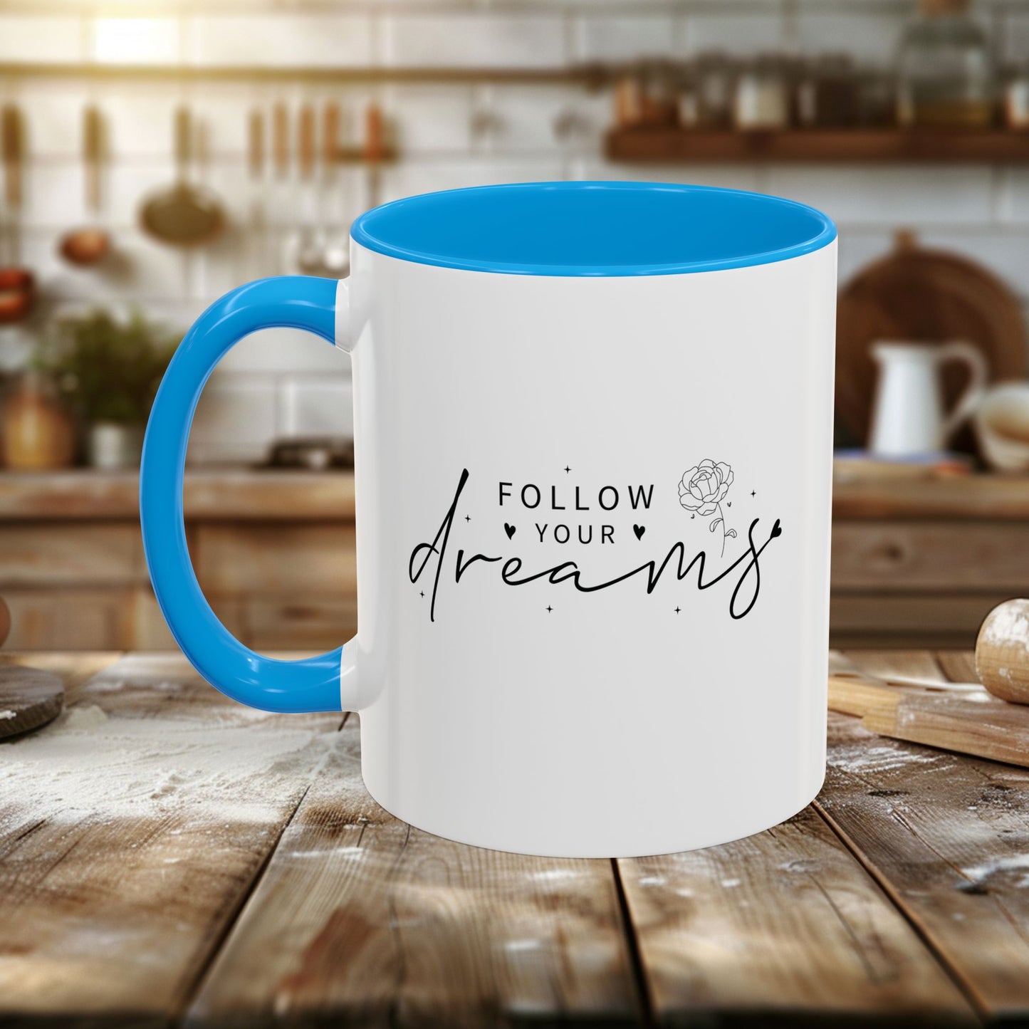 colorful mugs (11oz, 15oz) - follow your dreams - dream big quote