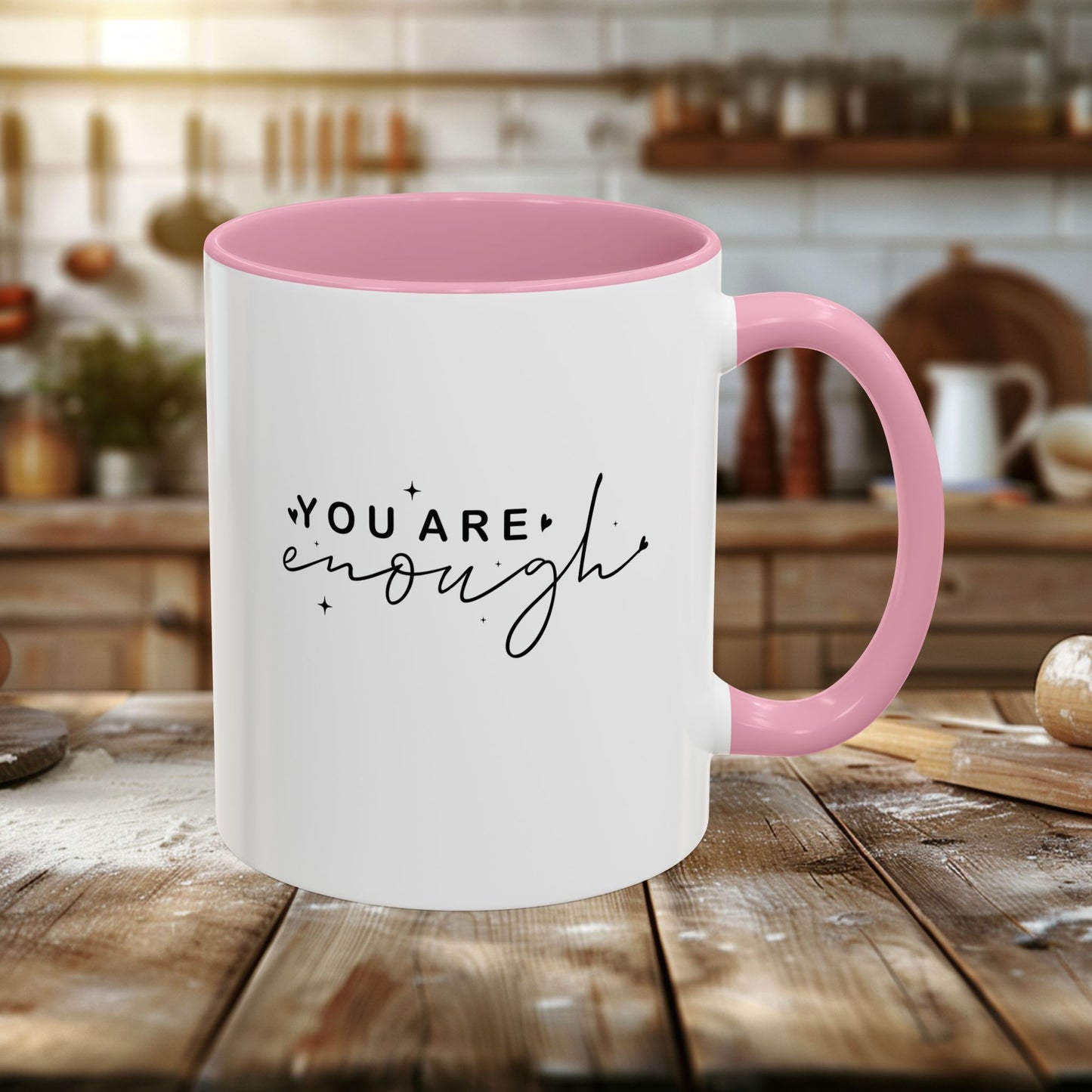 colorful mugs (11oz, 15oz) - you are enough - self-love quote design