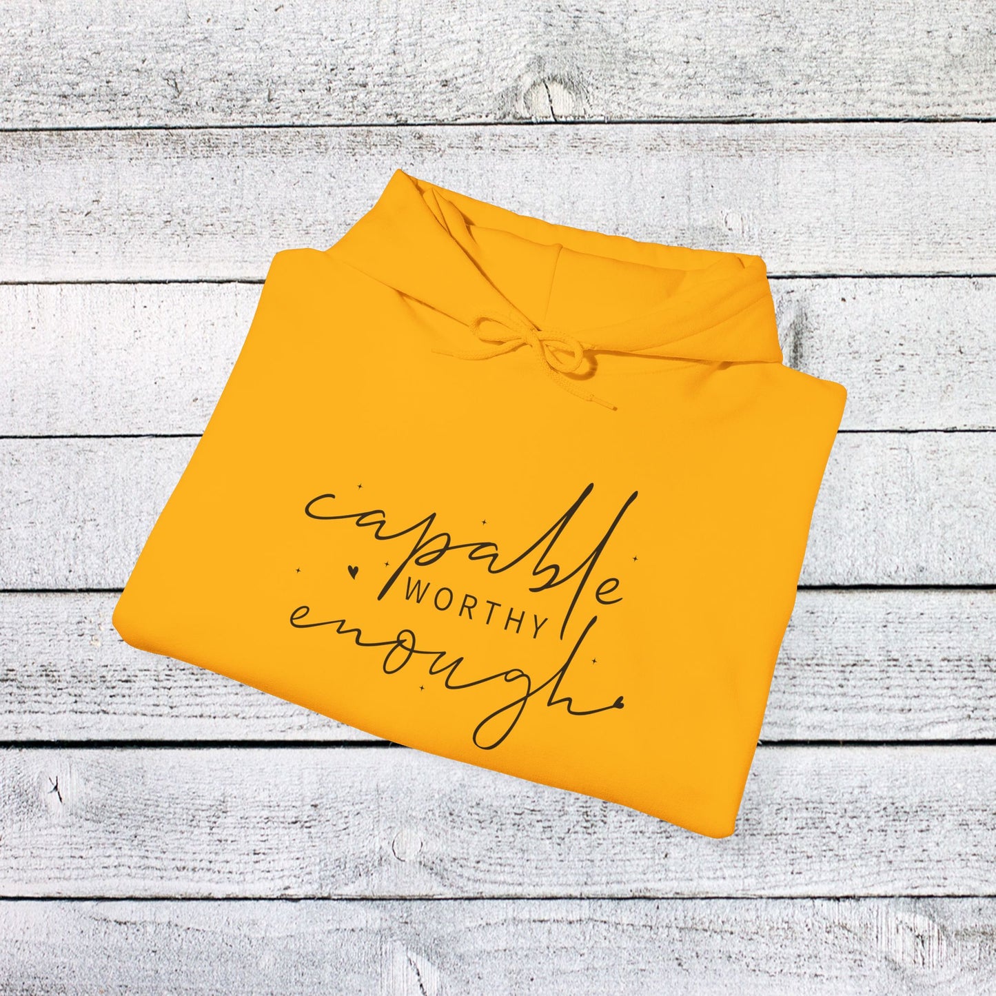 unisex heavy blend™ hooded sweatshirt - capable, worth, enough - empowerment words