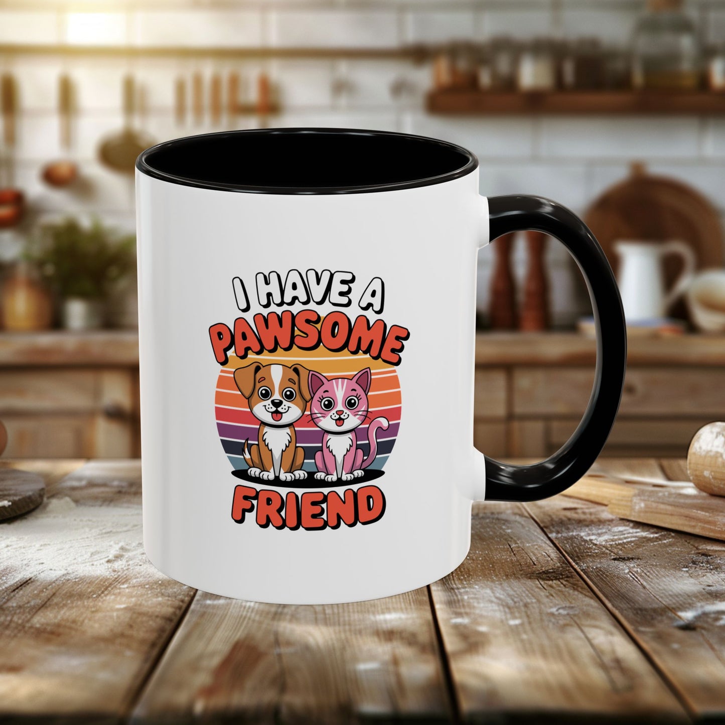colorful mugs (11oz, 15oz) - i have a pawesome friend | funny dog lover gift | cute pet quote design