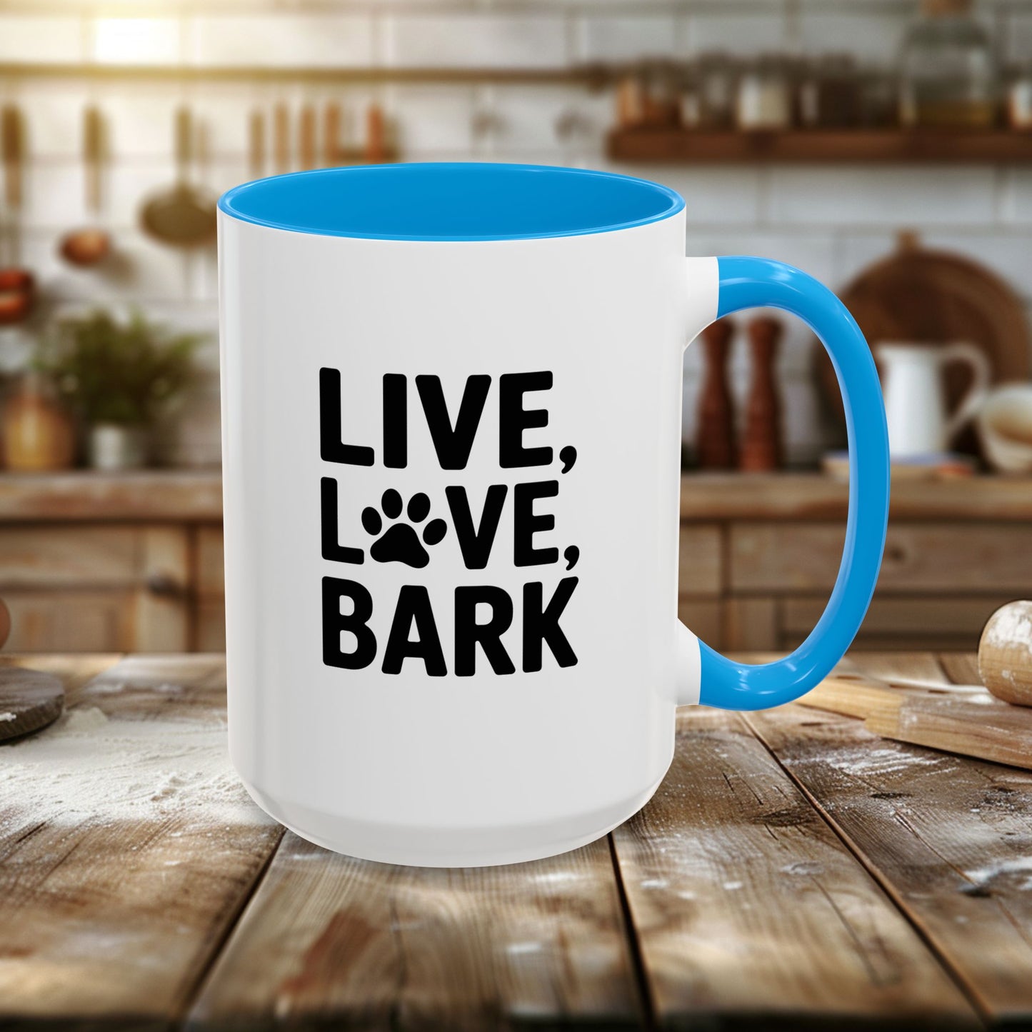 colorful mugs (11oz, 15oz) - live love bark | funny dog lover gift | cute pet quote design