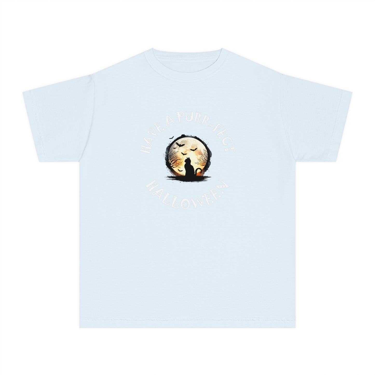 youth t-shirt, girls tee, cat lovers halloween - have a purr_fect halloween