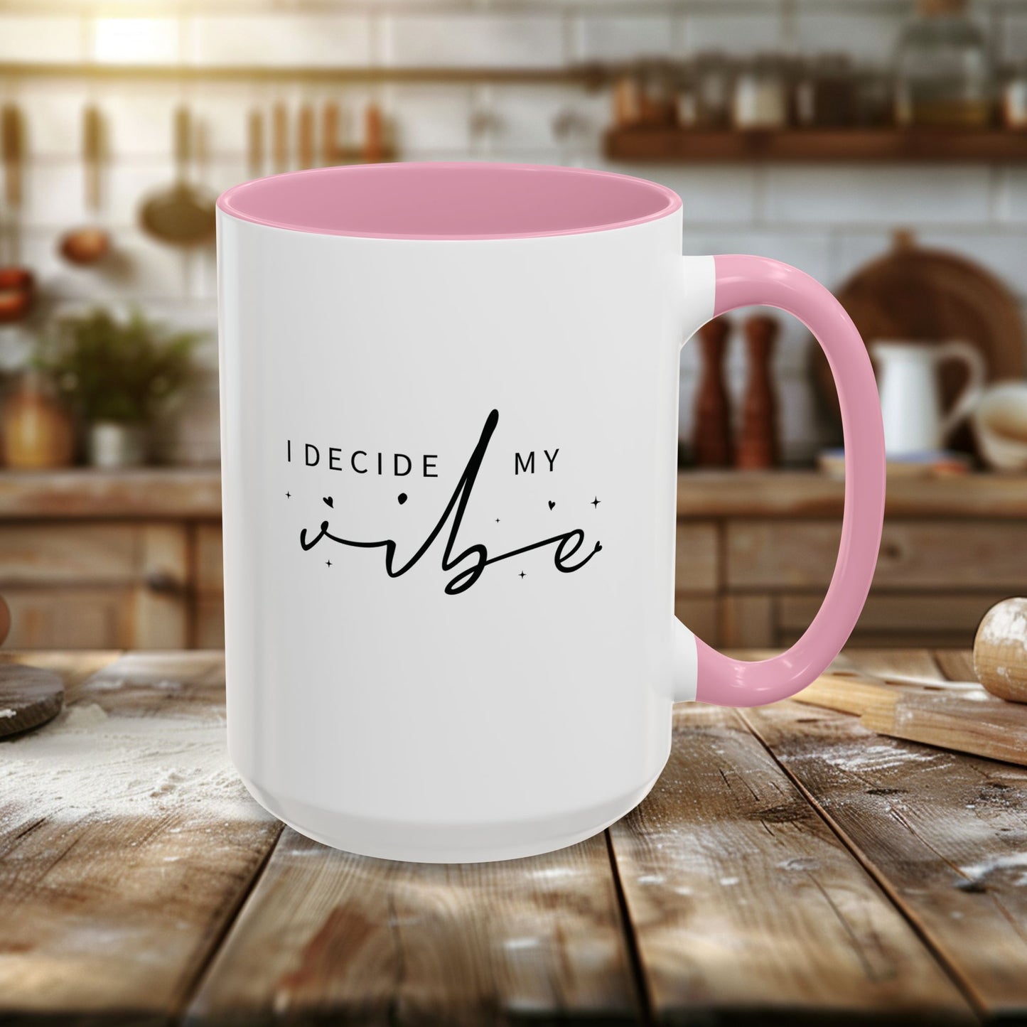colorful mugs (11oz, 15oz) - i decide my vibe - confidence & control quote