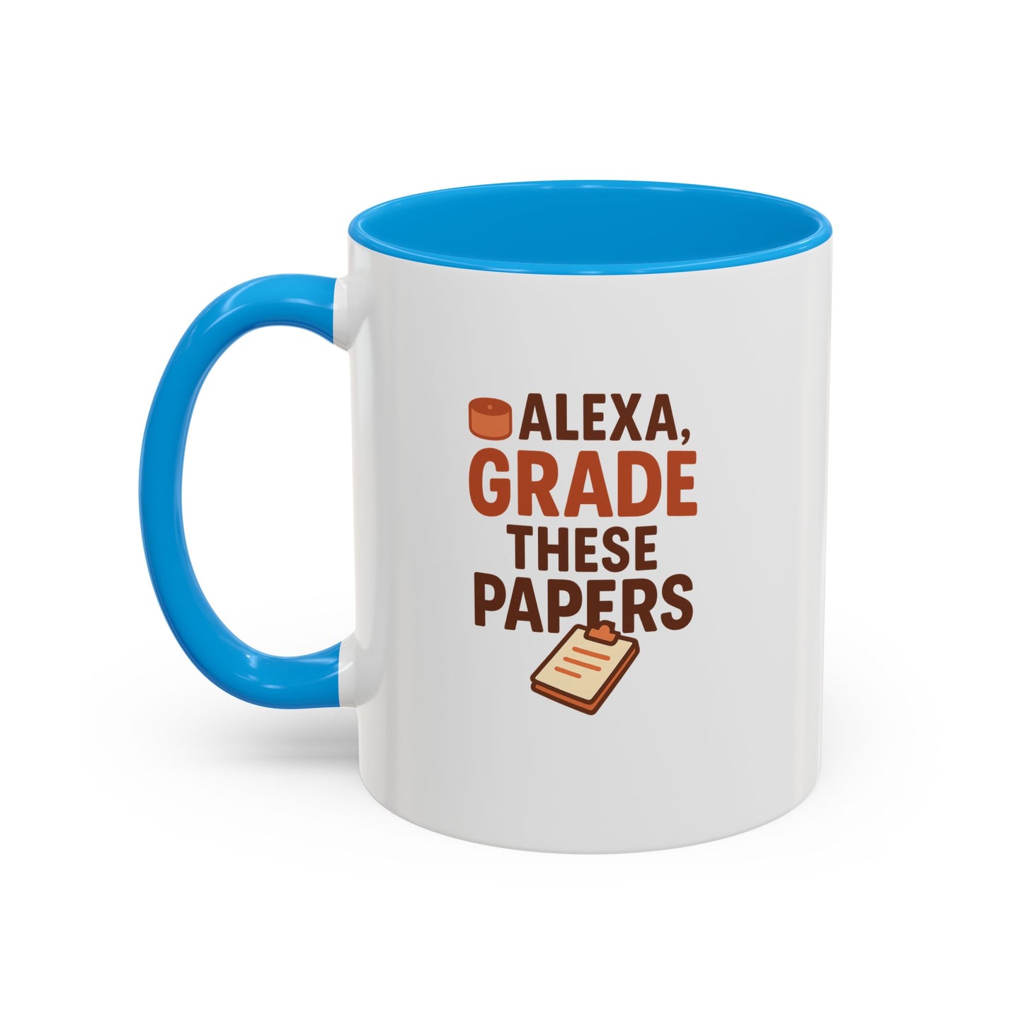 funny coffee mug - 'alexa, grade these papers' - colorful ceramic cup for teachers and students. teachers with attitude.