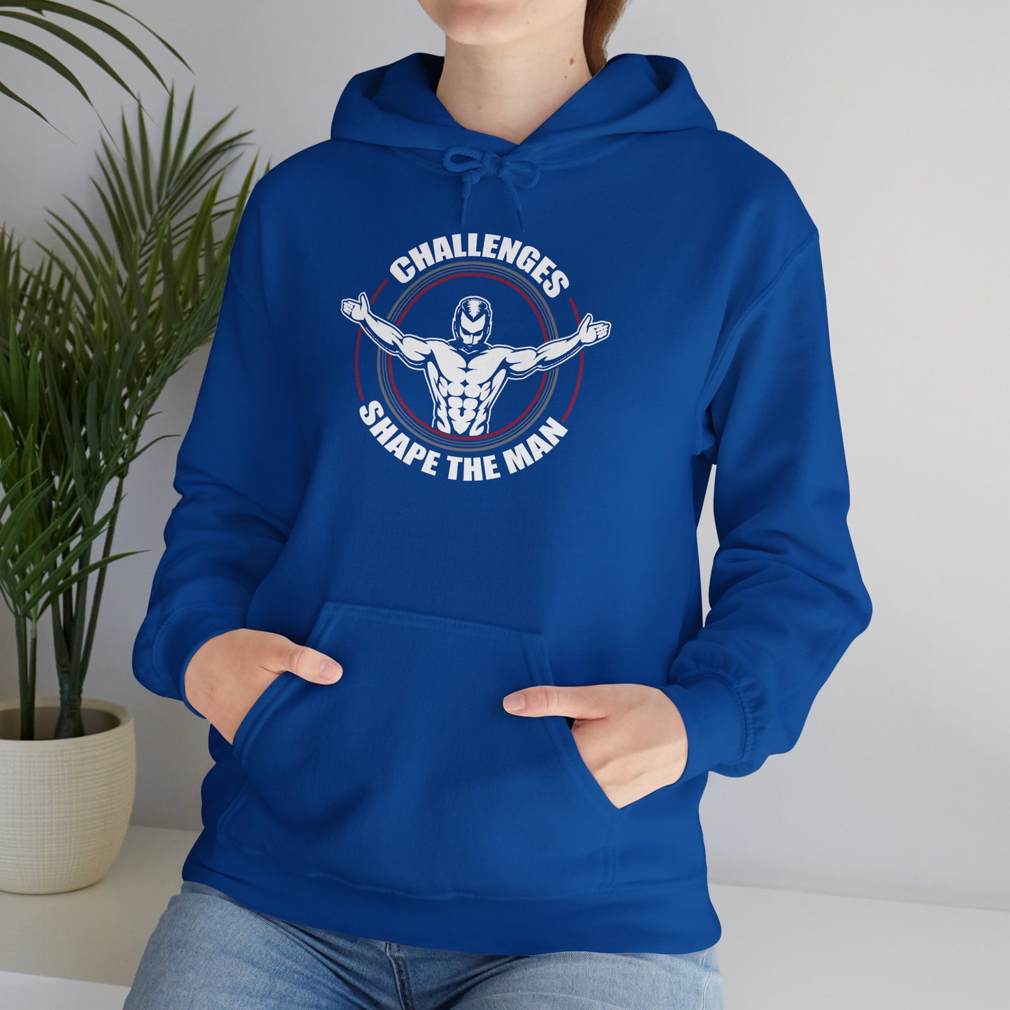 unisex heavy blend™ hooded sweatshirt - challenges shape the man - grit and growth quote