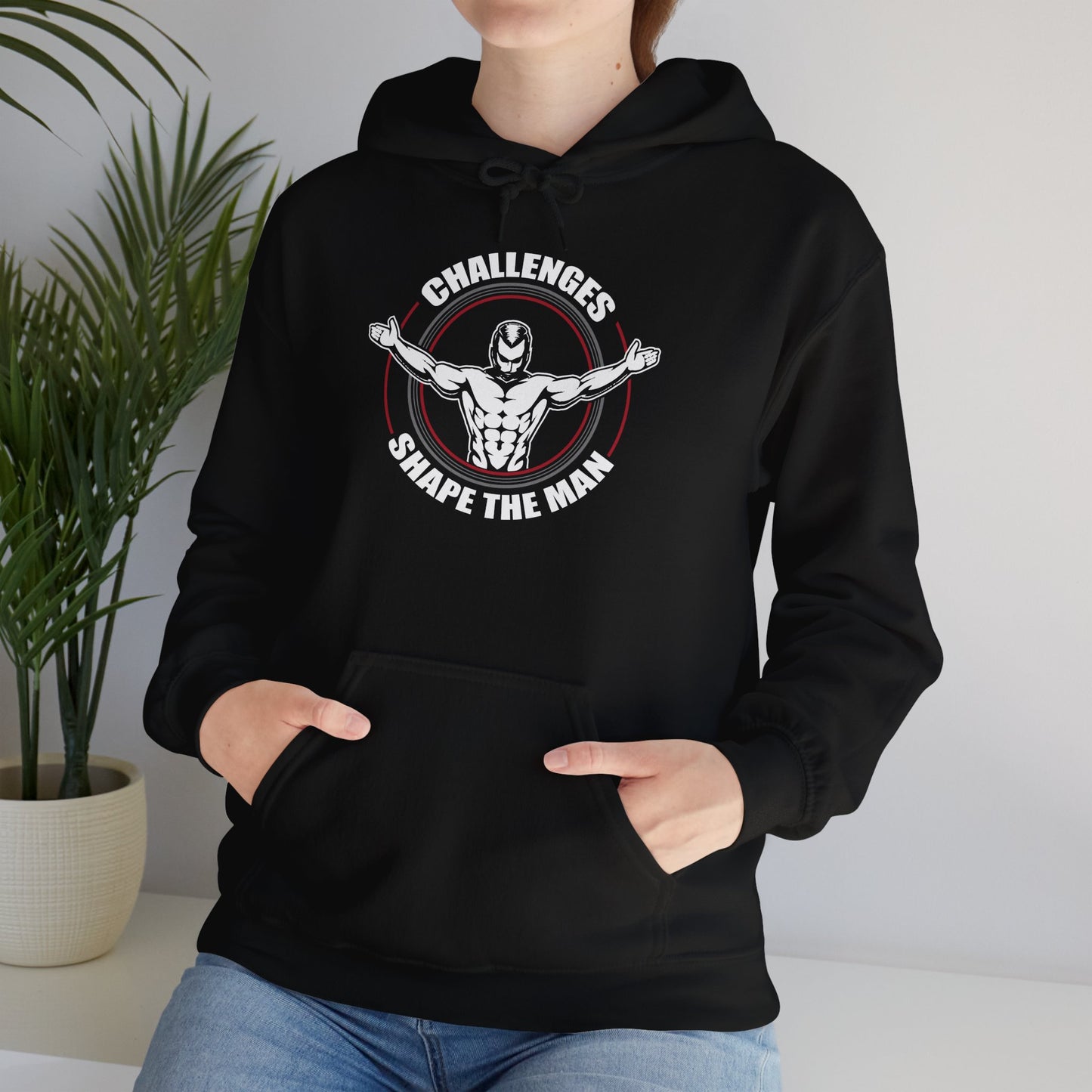 unisex heavy blend™ hooded sweatshirt - challenges shape the man - grit and growth quote