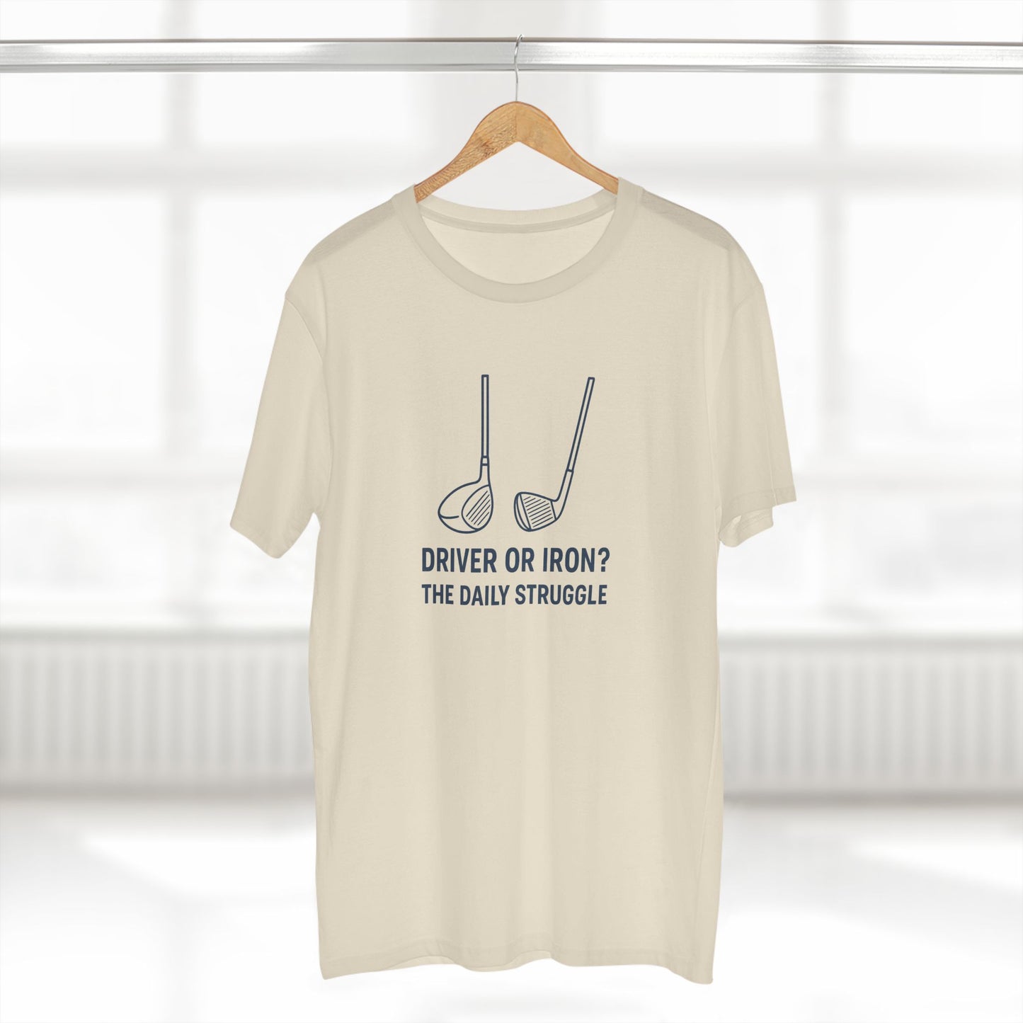 men's stable tee: driver or iron? the daily struggle. golf t-shirt.