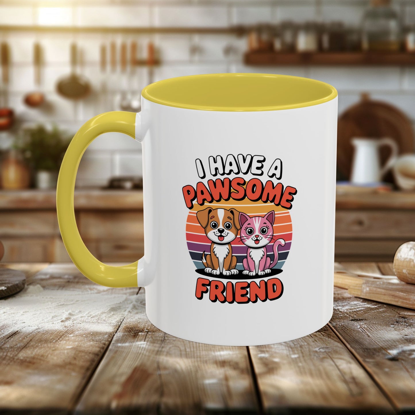 colorful mugs (11oz, 15oz) - i have a pawesome friend | funny dog lover gift | cute pet quote design