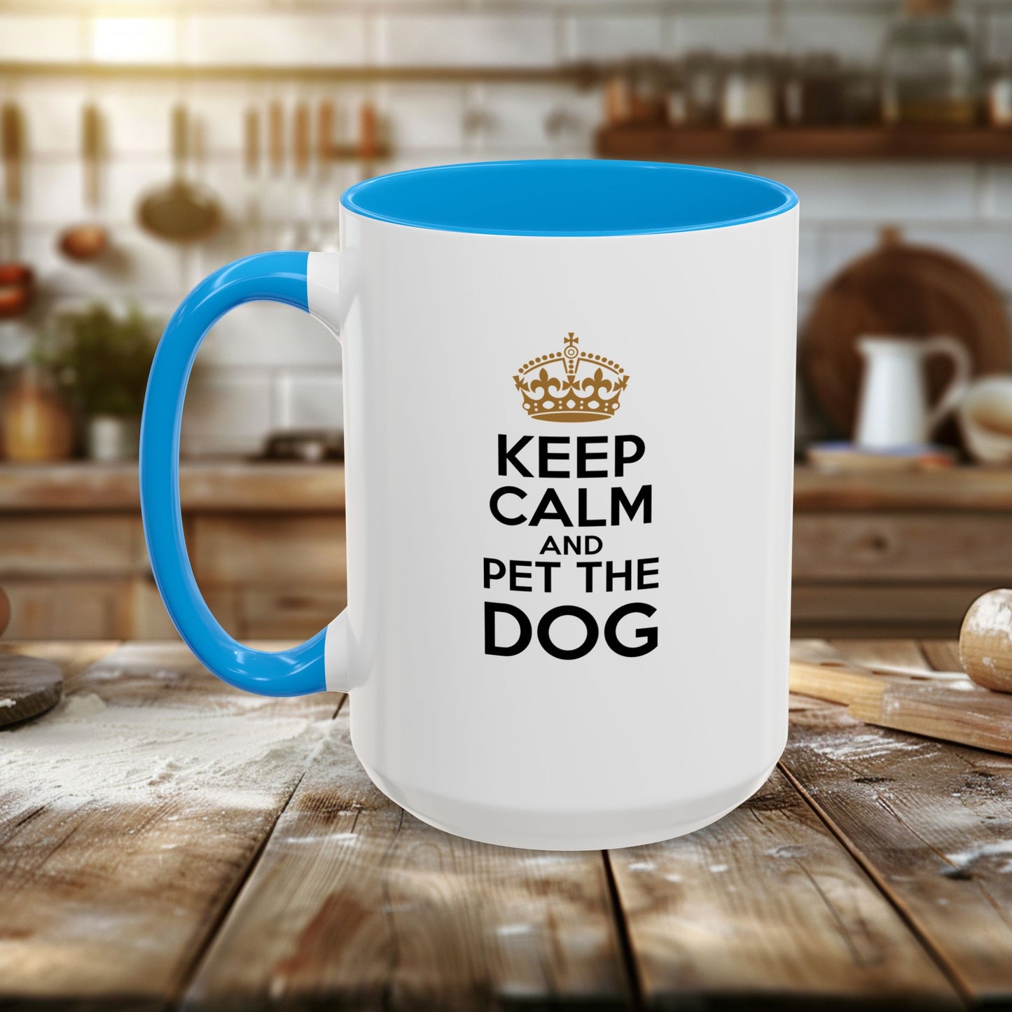 colorful mugs (11oz, 15oz) - keep calm and pet the dog | funny dog lover gift | cute pet quote design