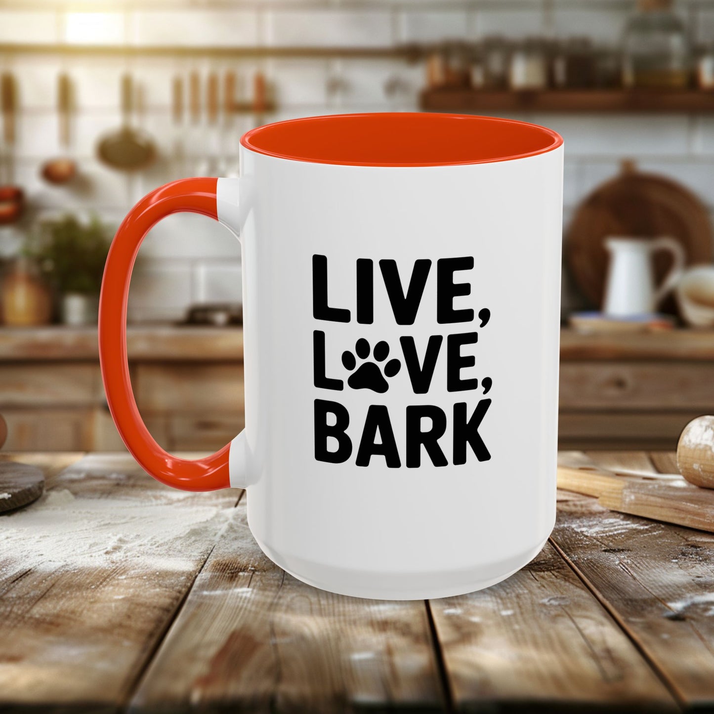 colorful mugs (11oz, 15oz) - live love bark | funny dog lover gift | cute pet quote design
