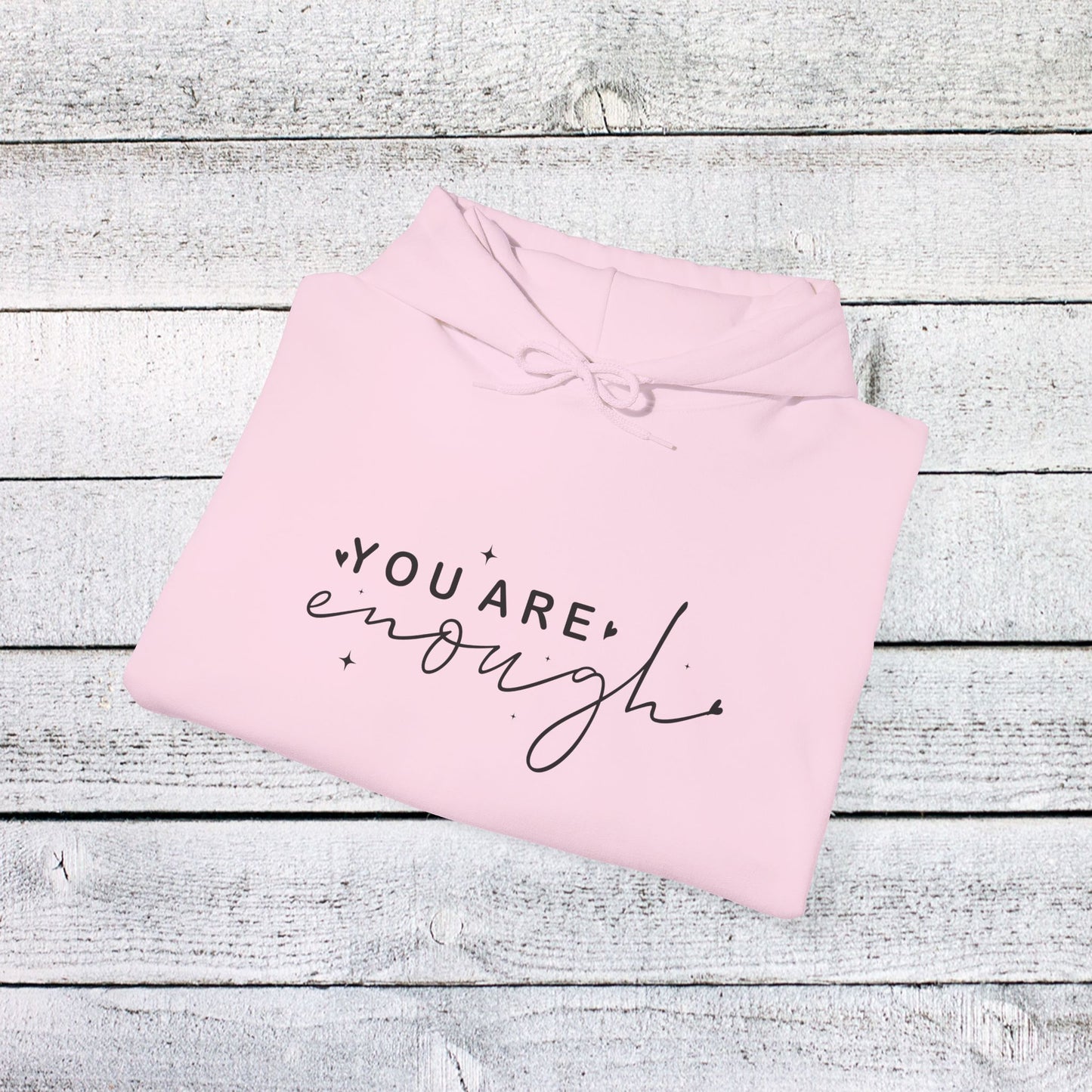 unisex heavy blend™ hooded sweatshirt - you are enough - self-love quote design