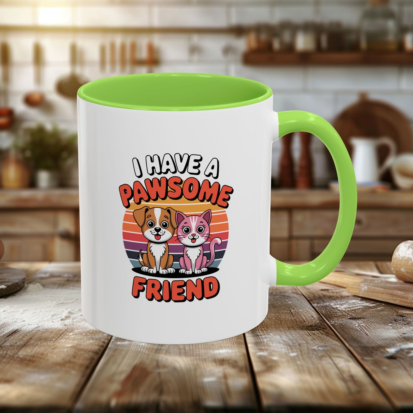 colorful mugs (11oz, 15oz) - i have a pawesome friend | funny dog lover gift | cute pet quote design