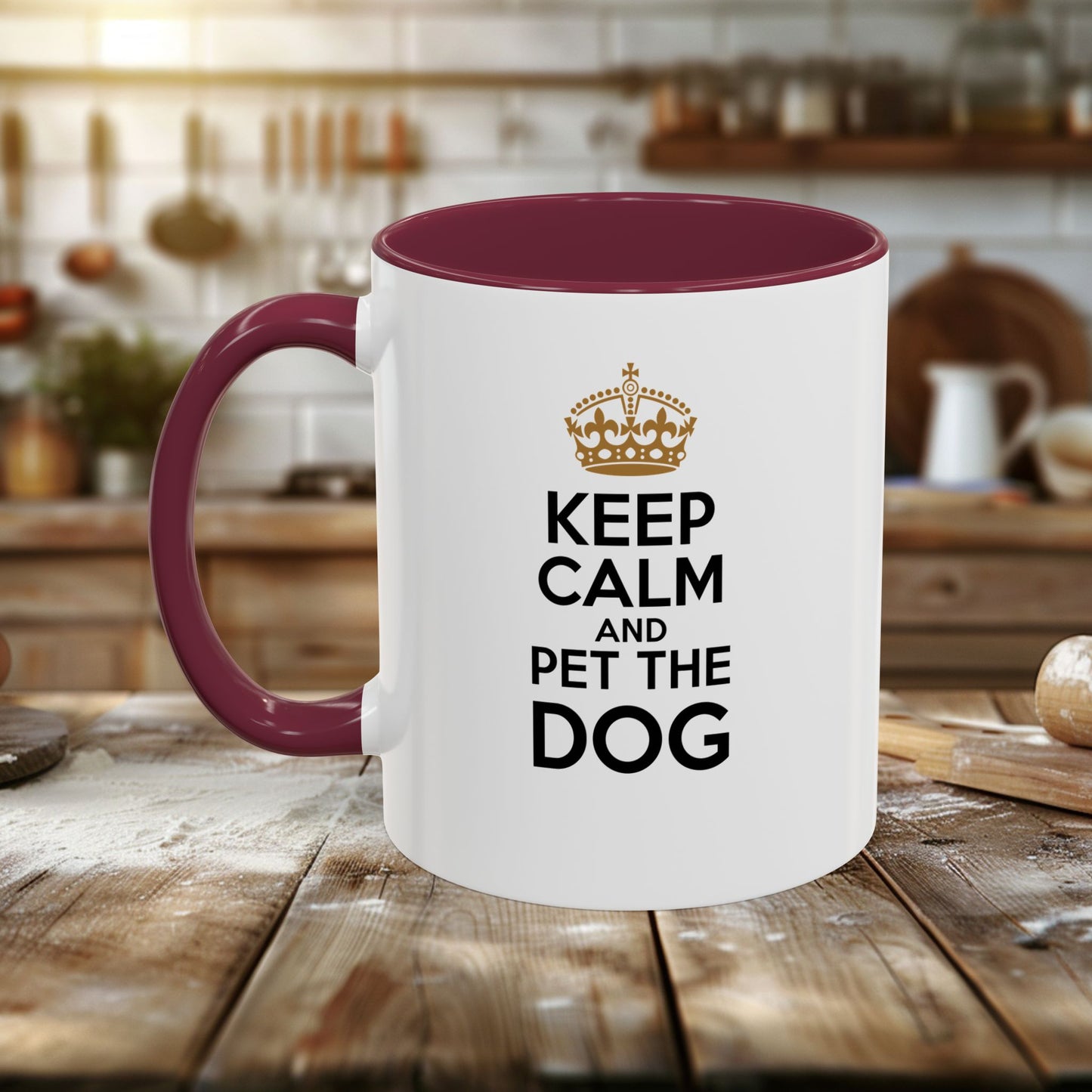 colorful mugs (11oz, 15oz) - keep calm and pet the dog | funny dog lover gift | cute pet quote design