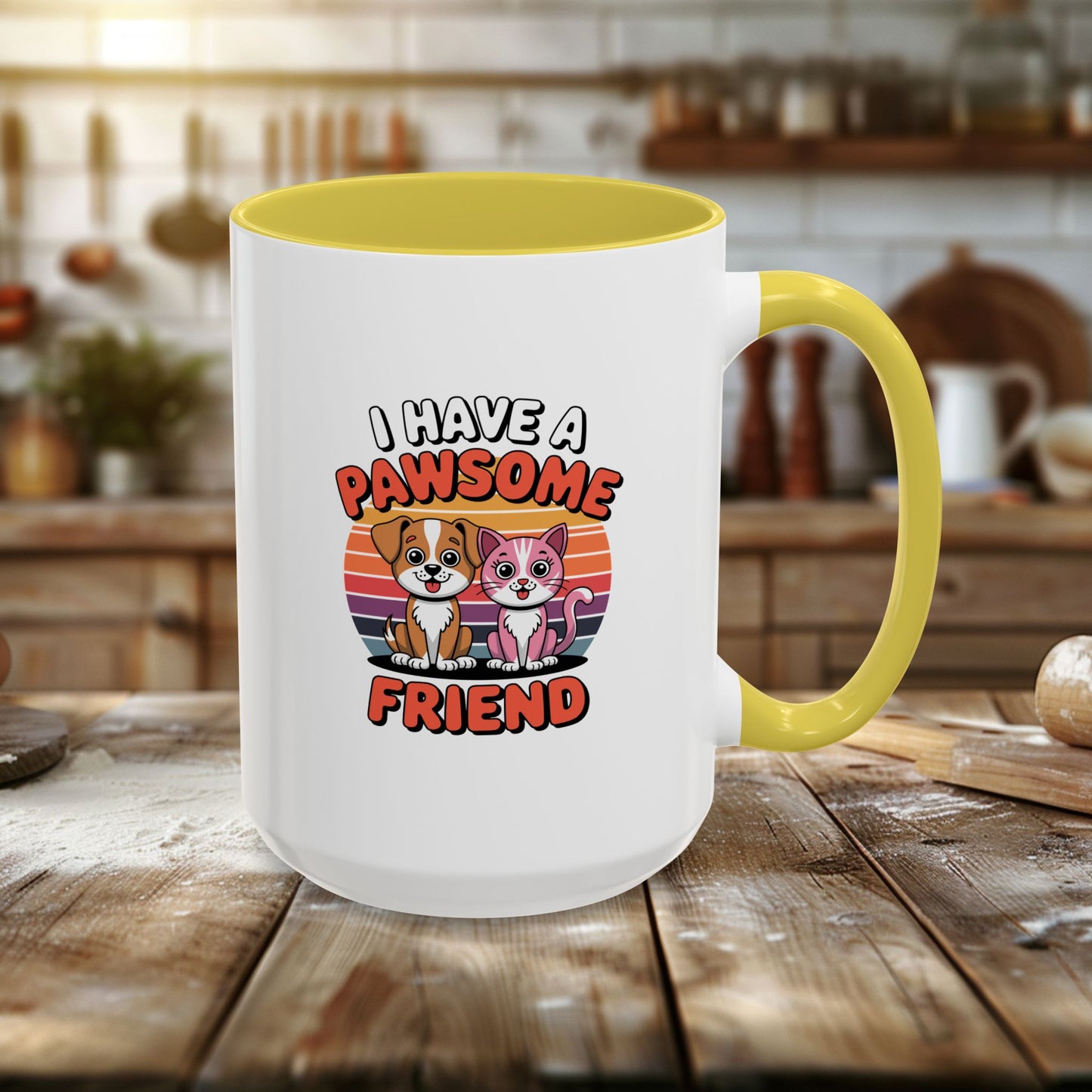 colorful mugs (11oz, 15oz) - i have a pawesome friend | funny dog lover gift | cute pet quote design