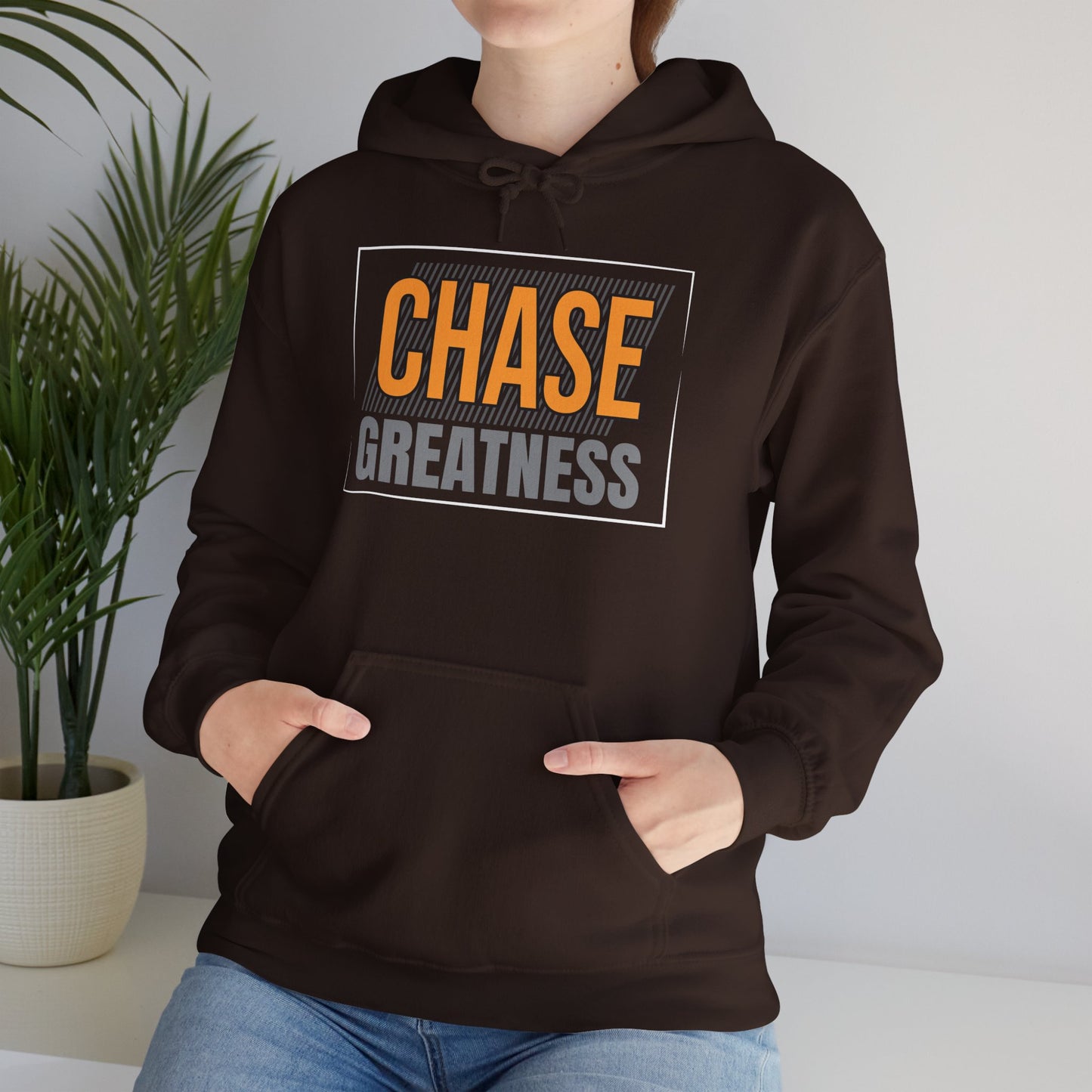 unisex heavy blend™ hooded sweatshirt - chase greatness - bold motivation quote