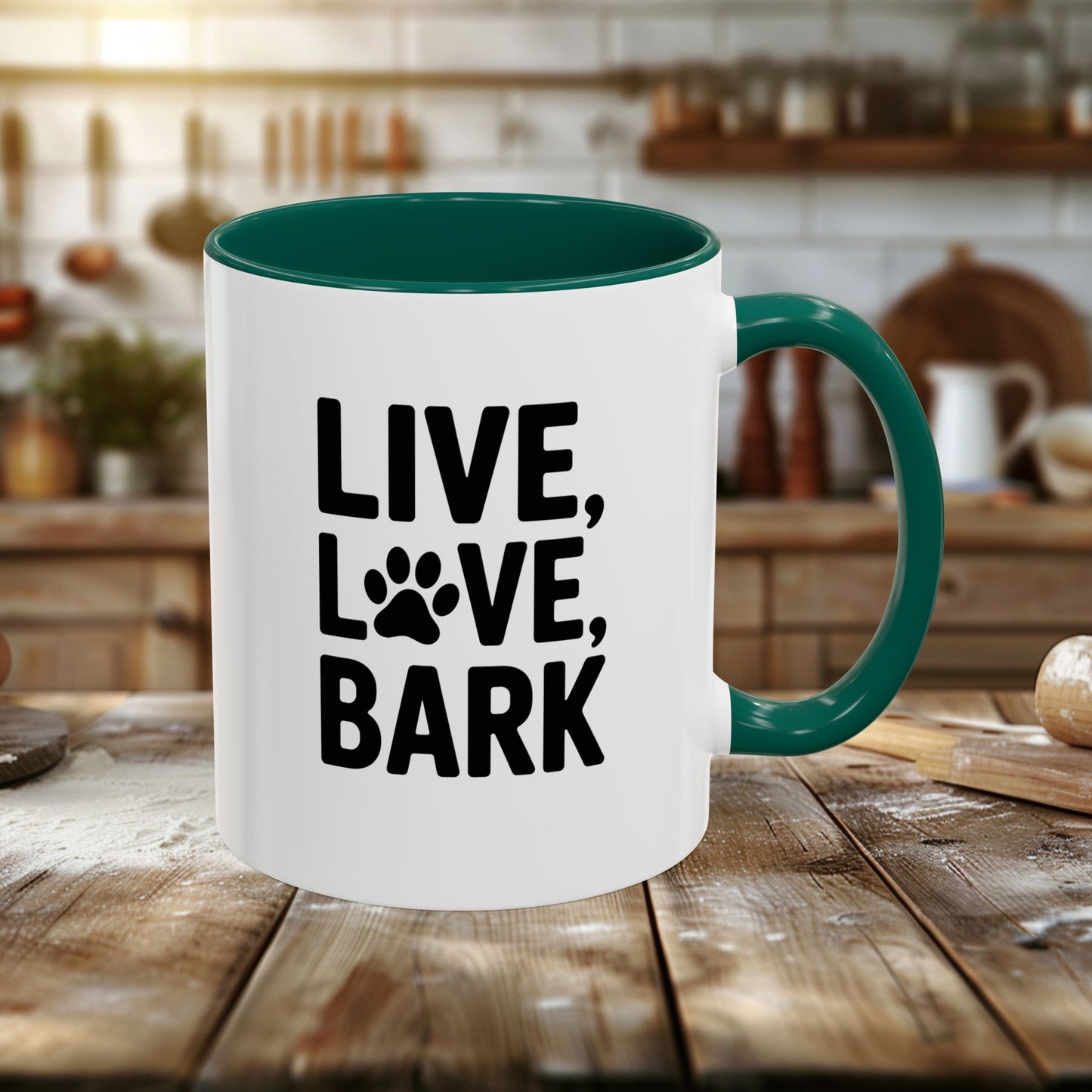 colorful mugs (11oz, 15oz) - live love bark | funny dog lover gift | cute pet quote design