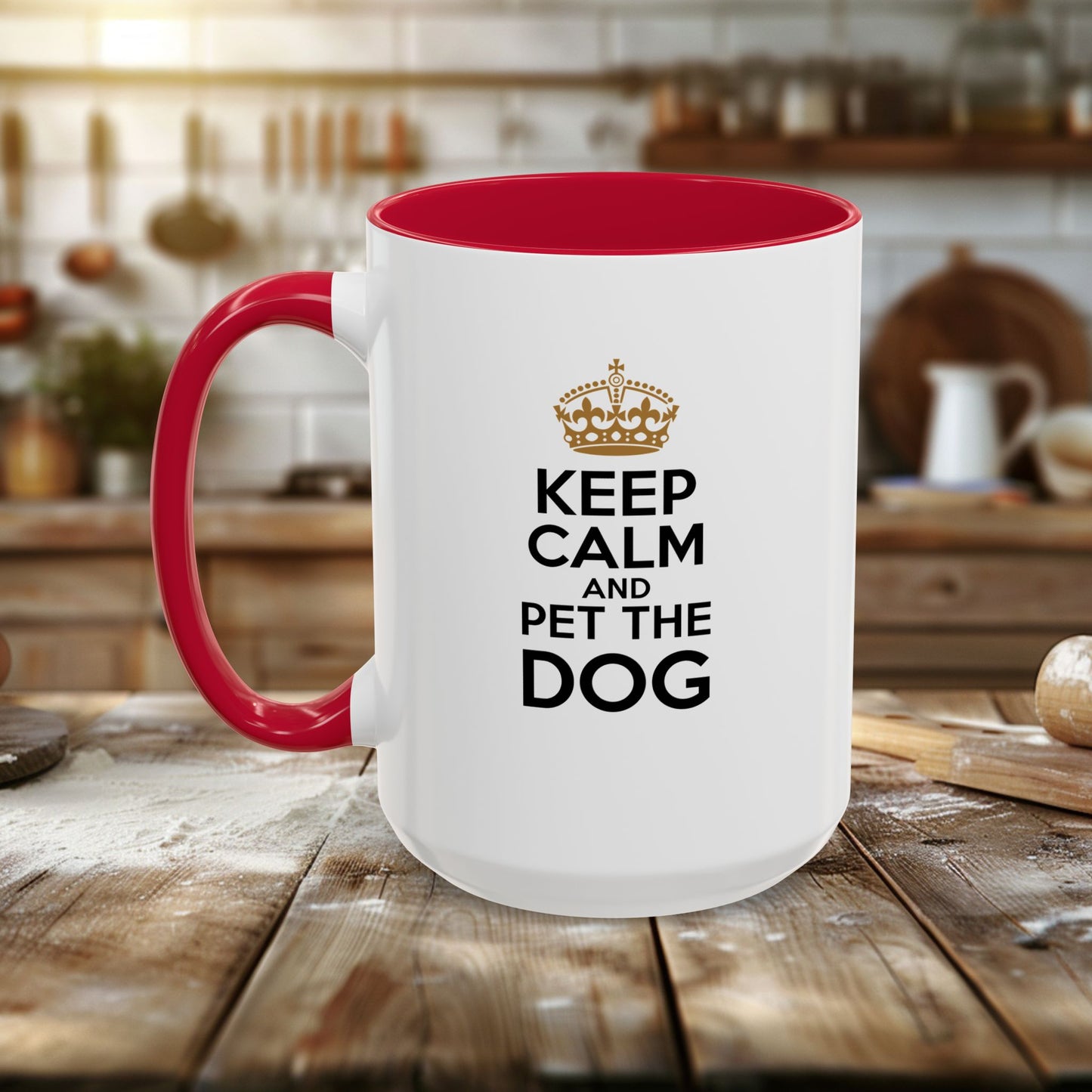 colorful mugs (11oz, 15oz) - keep calm and pet the dog | funny dog lover gift | cute pet quote design