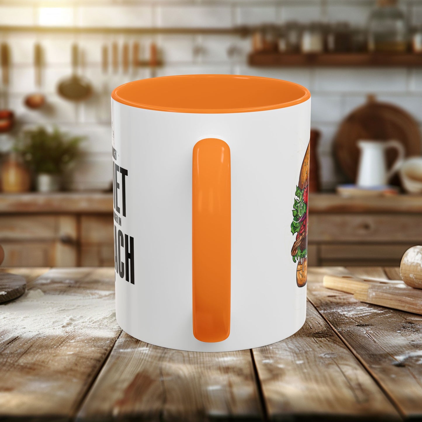 colorful mugs (11oz, 15oz) - a balanced diet is a burger in each hand - funny food quote