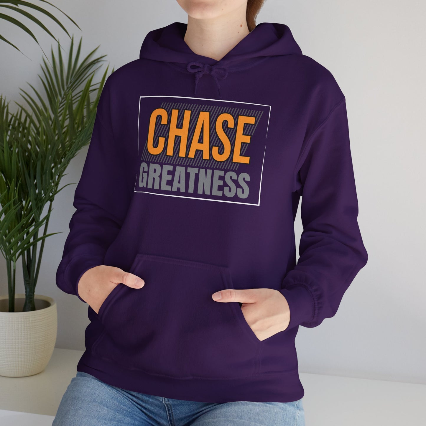 unisex heavy blend™ hooded sweatshirt - chase greatness - bold motivation quote