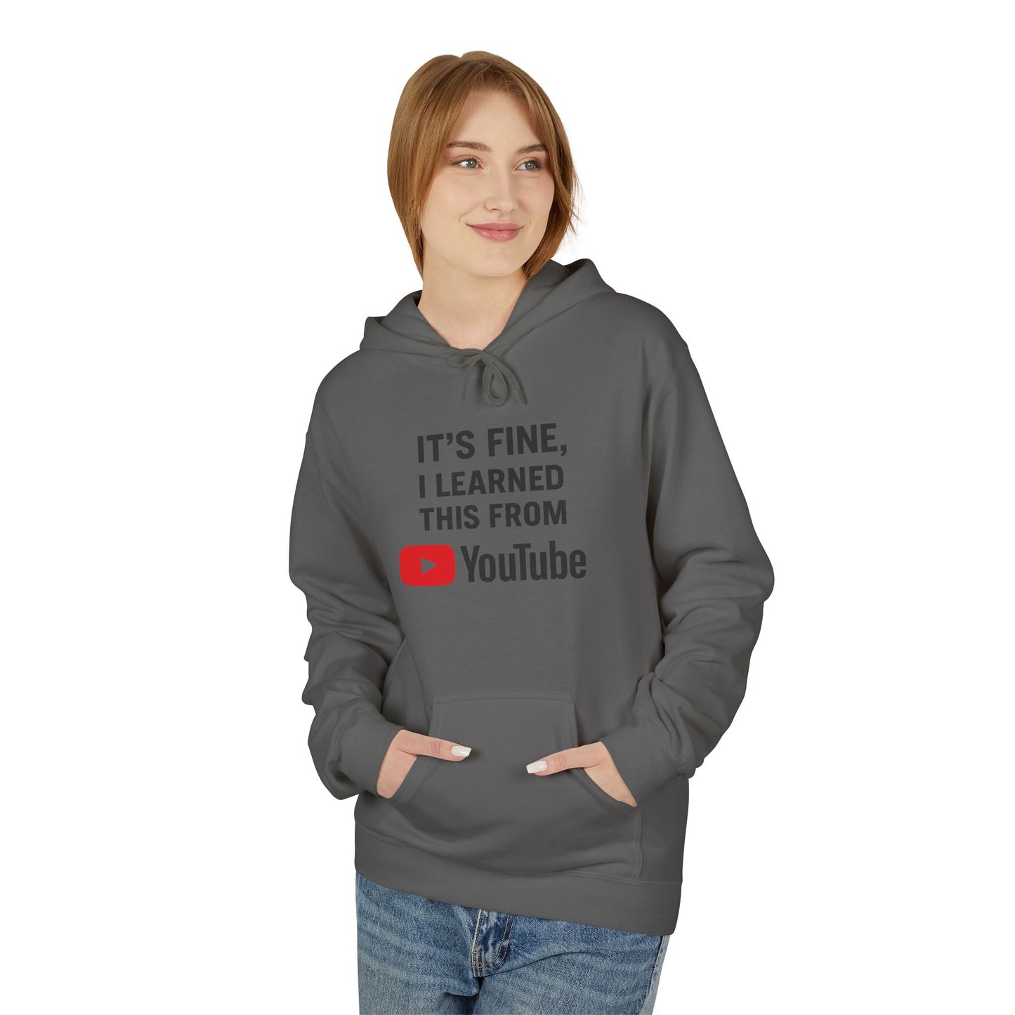 unisex softstyle hoodie - 'i learned this from youtube'