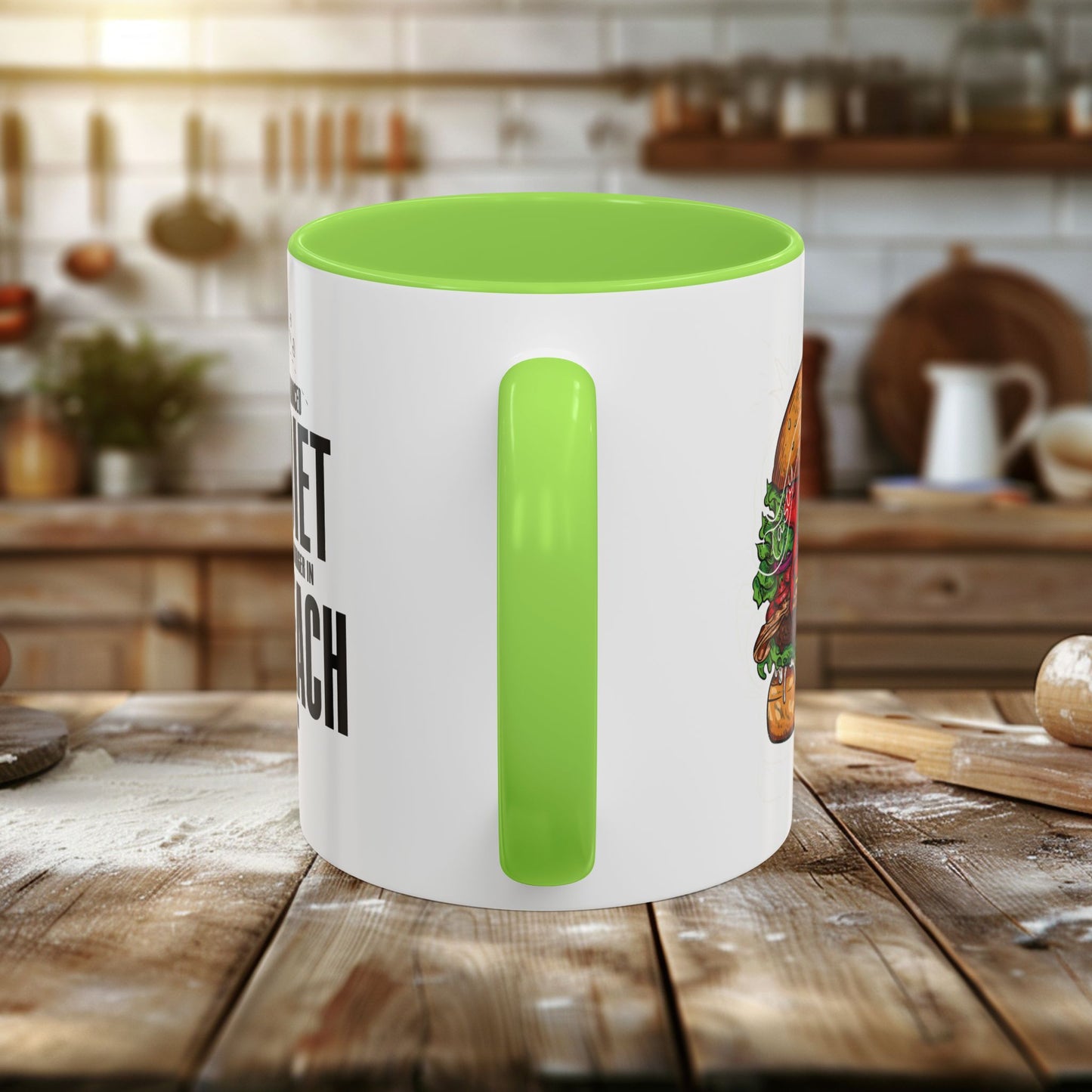 colorful mugs (11oz, 15oz) - a balanced diet is a burger in each hand - funny food quote