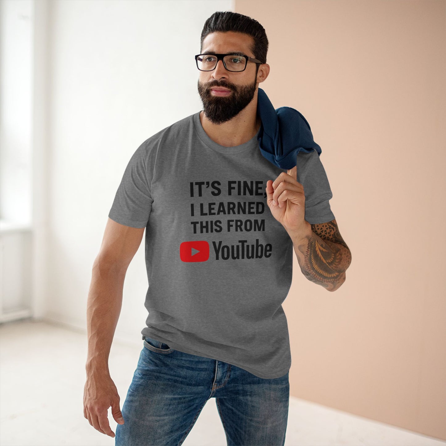 men's stable tee: it's fine, i learned this from youtube