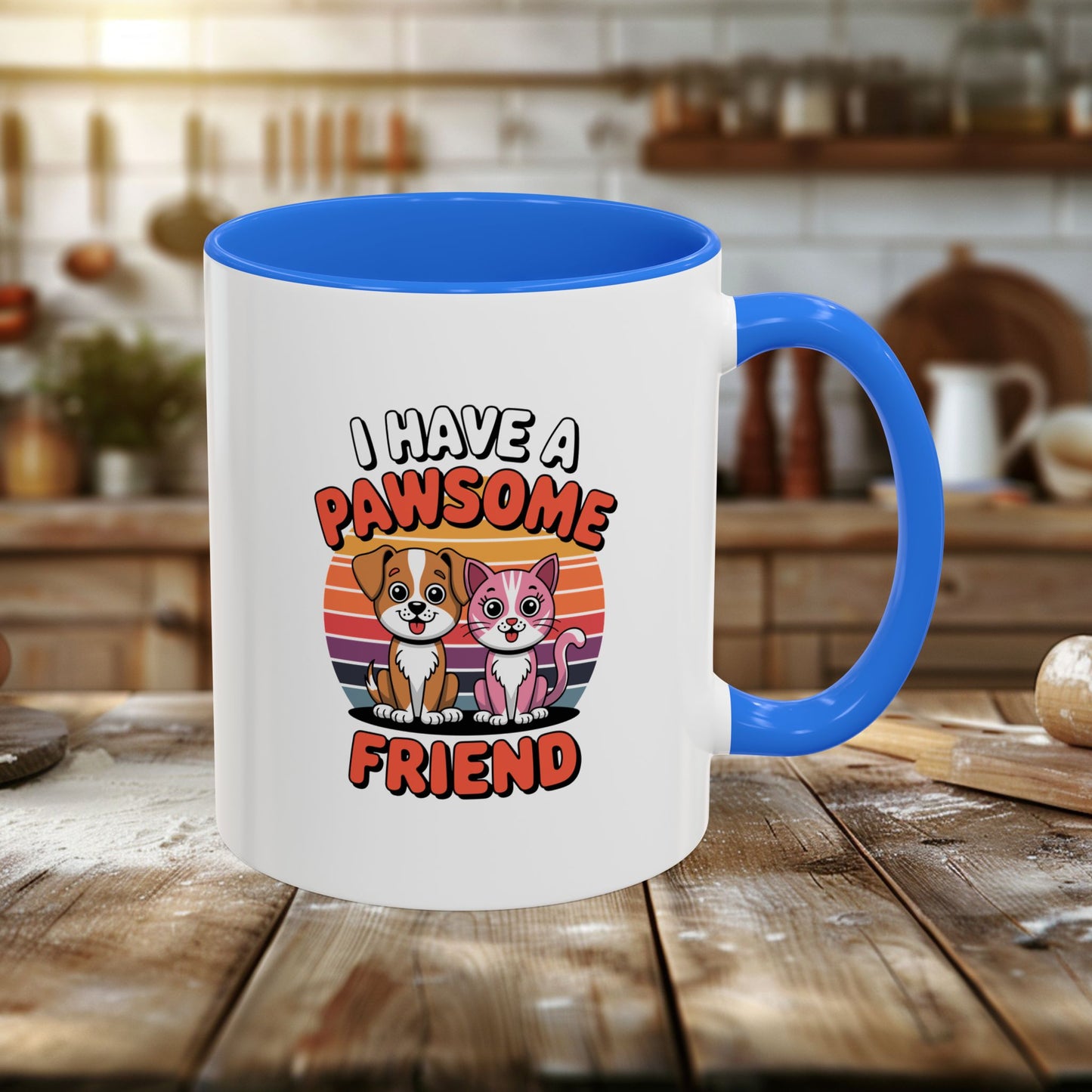 colorful mugs (11oz, 15oz) - i have a pawesome friend | funny dog lover gift | cute pet quote design