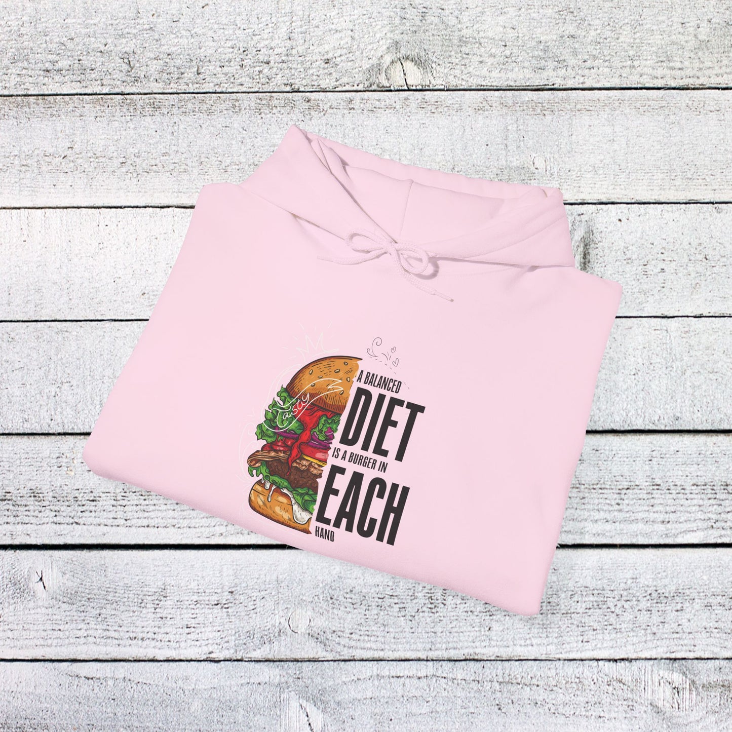 unisex heavy blend™ hooded sweatshirt - a balanced diet is a burger in each hand - funny food quote