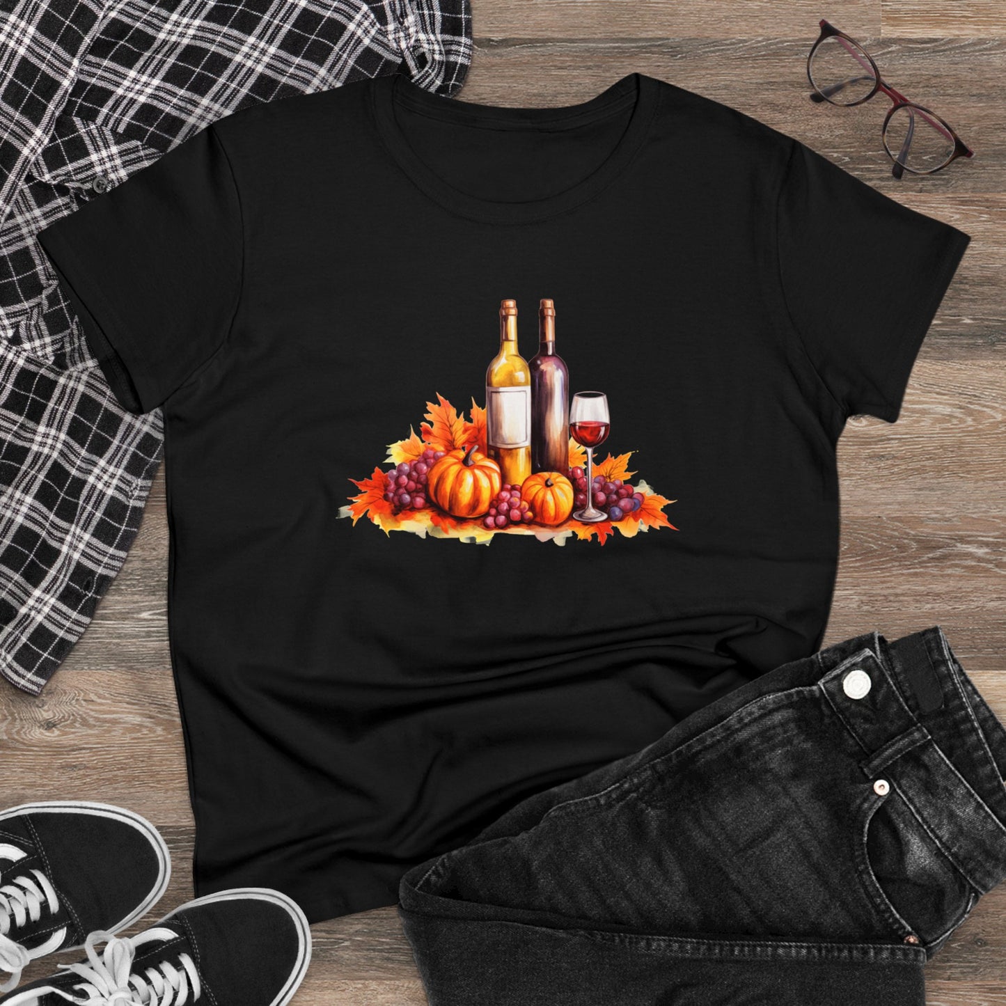 women halloween t-shirt, tee, fall, women's wine glass, pumpkins, halloween gift
