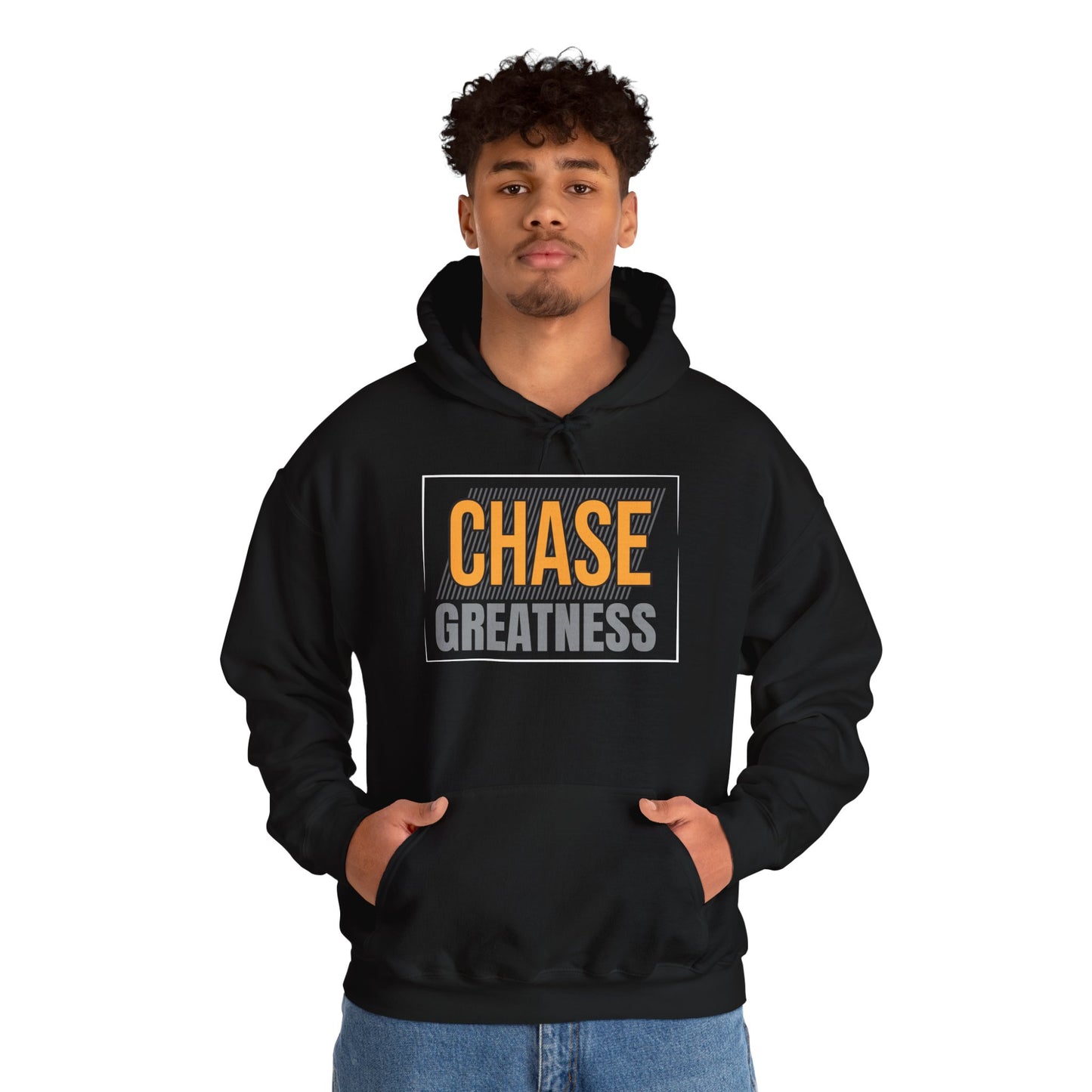 unisex heavy blend™ hooded sweatshirt - chase greatness - bold motivation quote