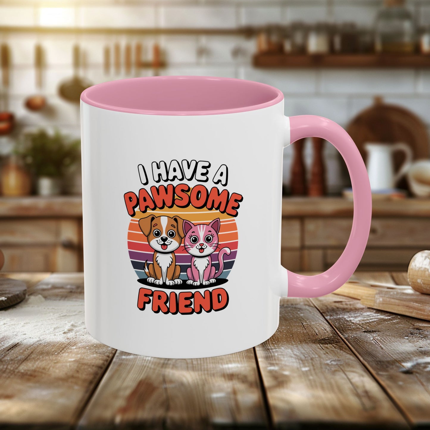 colorful mugs (11oz, 15oz) - i have a pawesome friend | funny dog lover gift | cute pet quote design