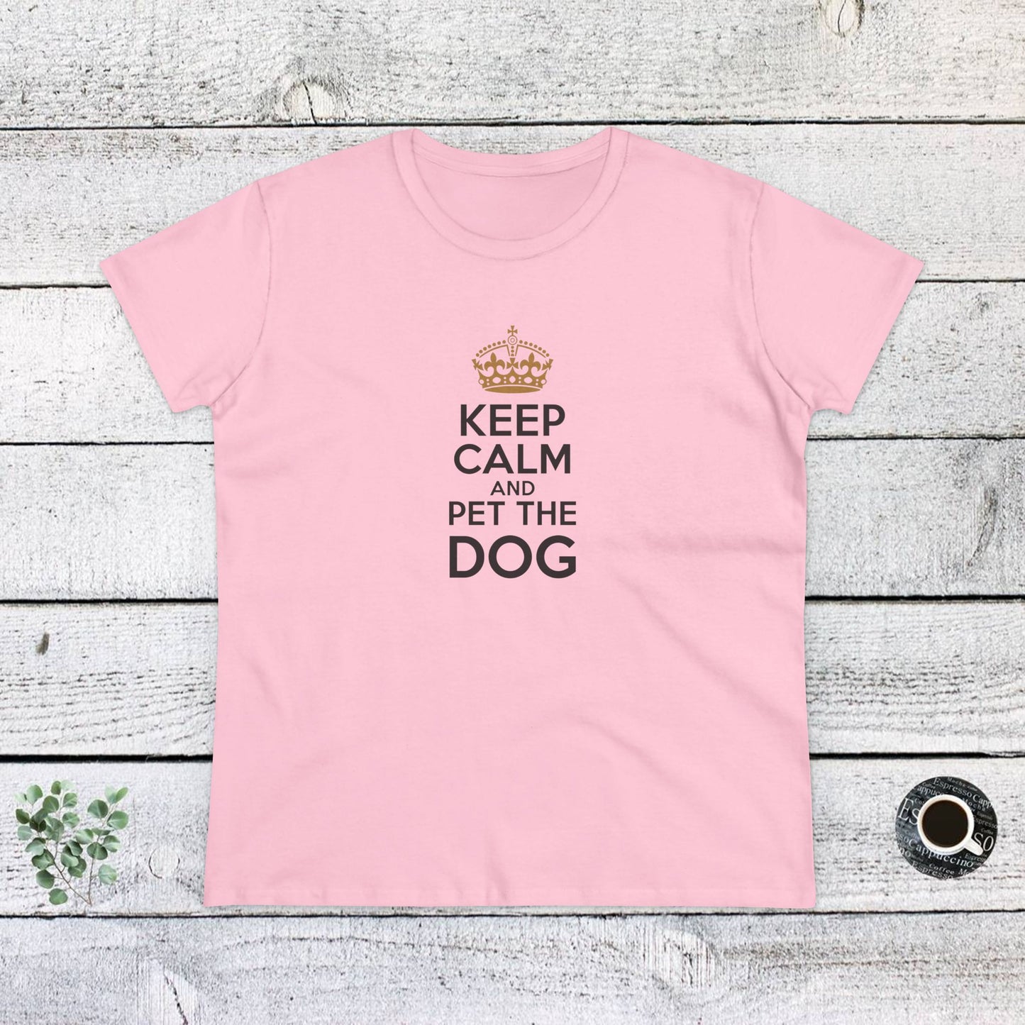 women's midweight cotton tee - keep calm and pet the dog | funny dog lover gift | cute pet quote design