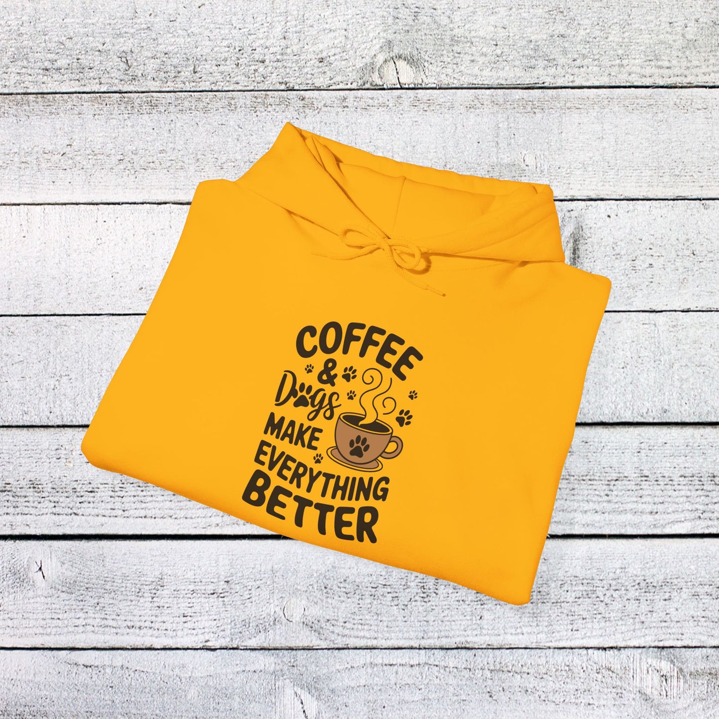 unisex heavy blend™ hooded sweatshirt - coffee and dogs make everything better | funny dog lover gift | cute pet quote design