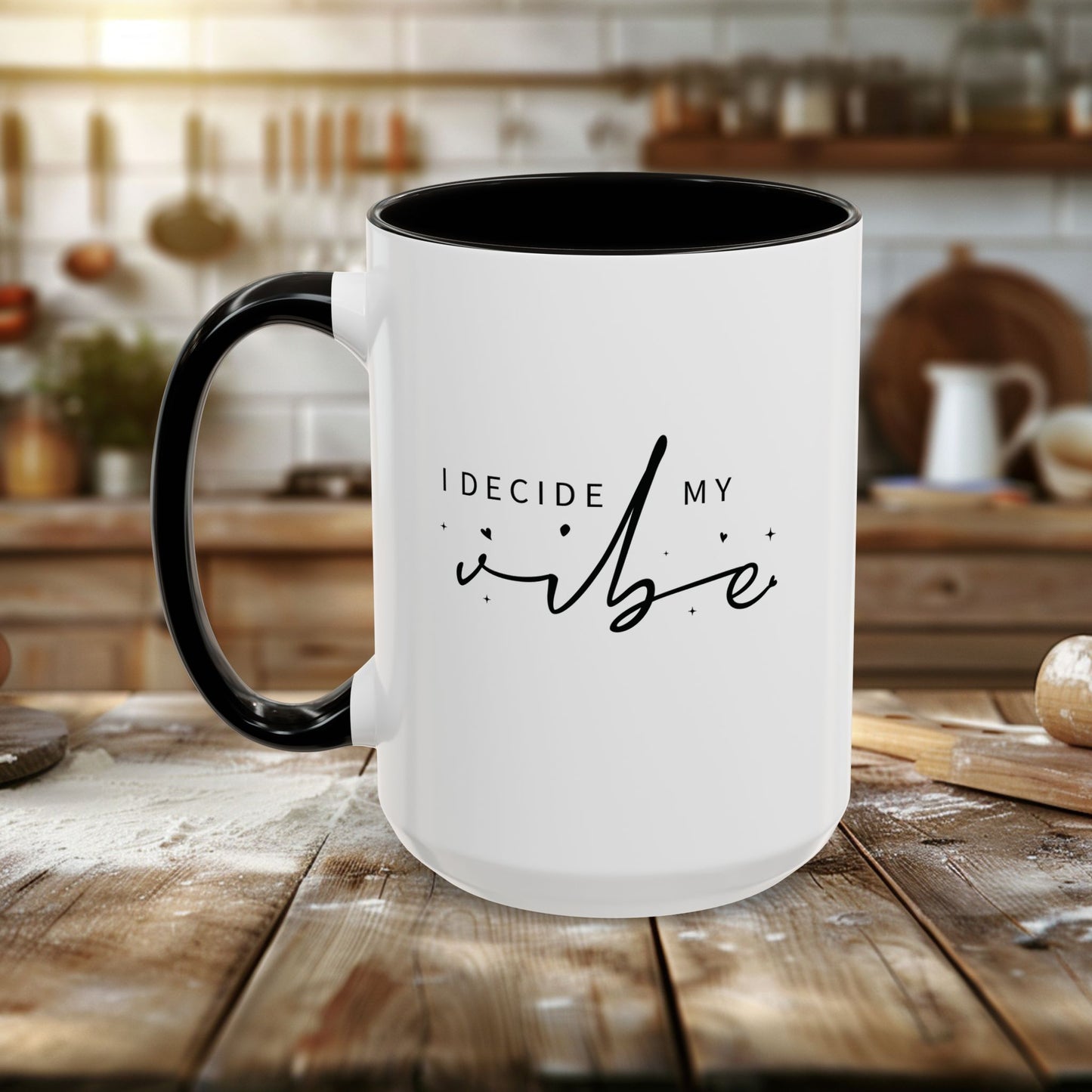 colorful mugs (11oz, 15oz) - i decide my vibe - confidence & control quote
