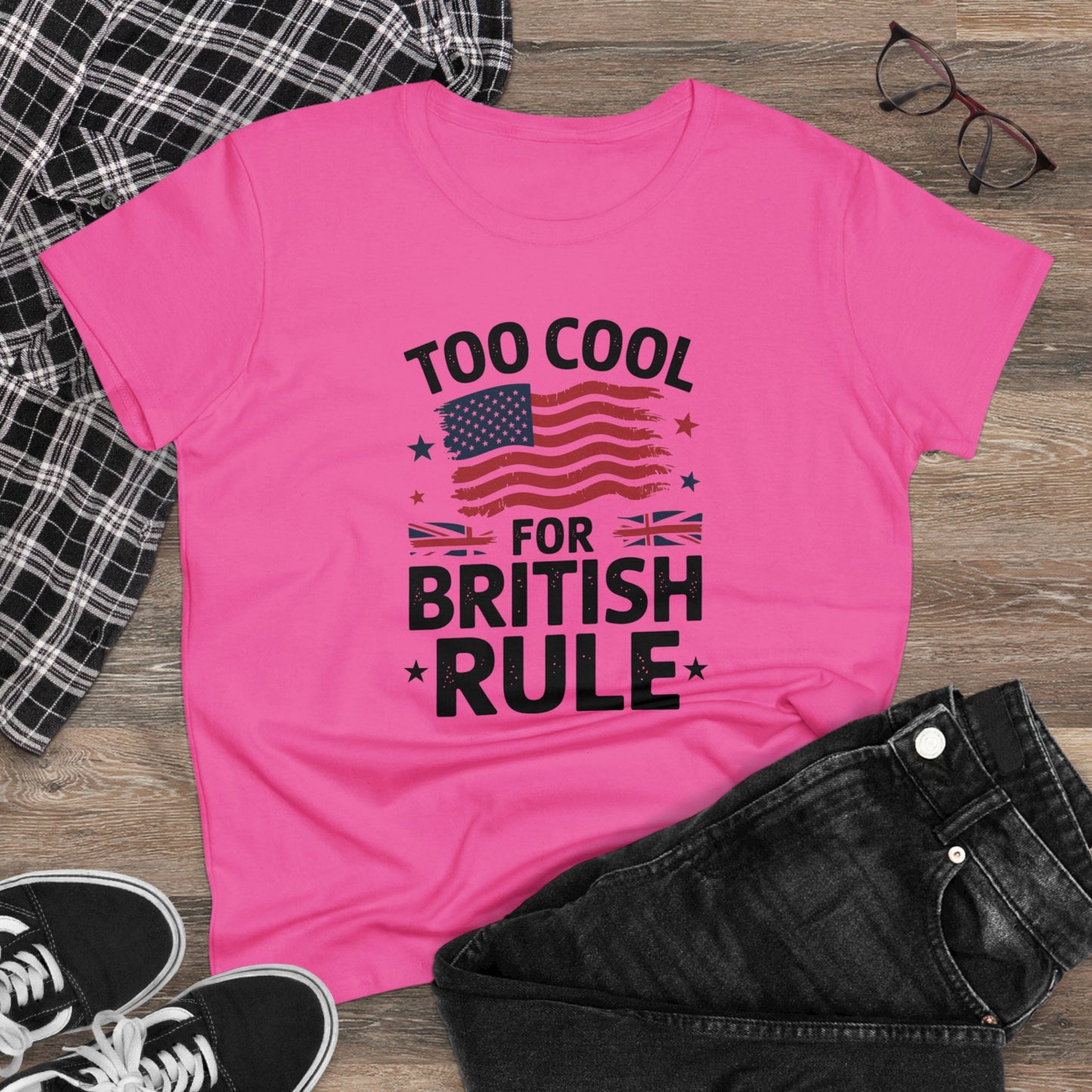 women's' t-shirt, women's tee, funny gift, too cool for british rule!