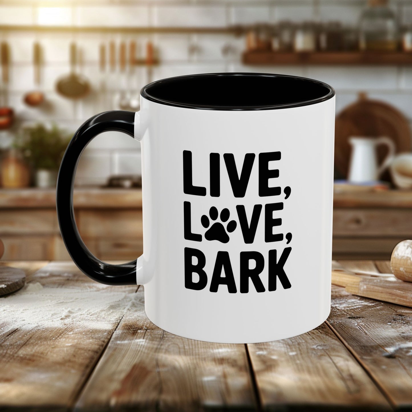 colorful mugs (11oz, 15oz) - live love bark | funny dog lover gift | cute pet quote design