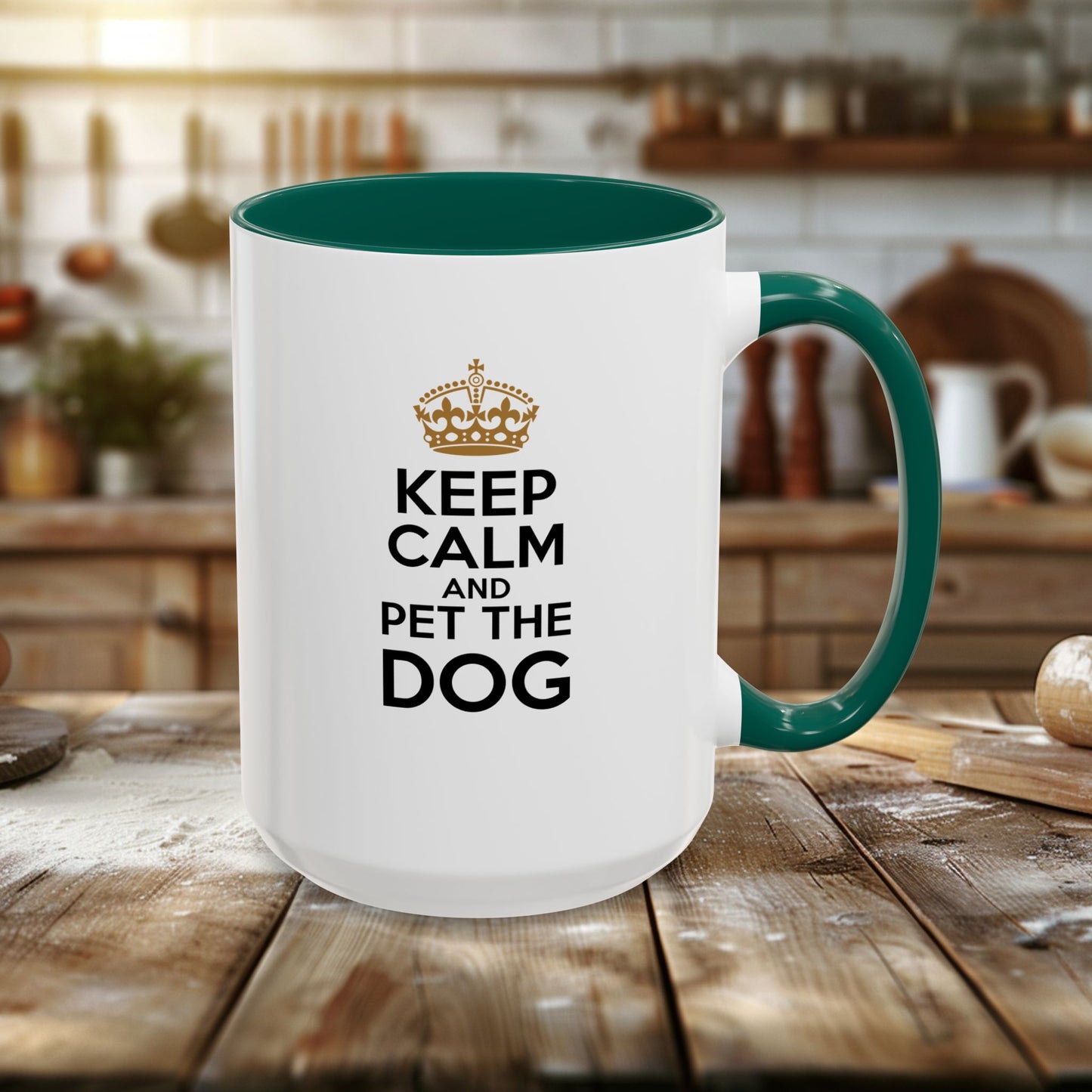 colorful mugs (11oz, 15oz) - keep calm and pet the dog | funny dog lover gift | cute pet quote design