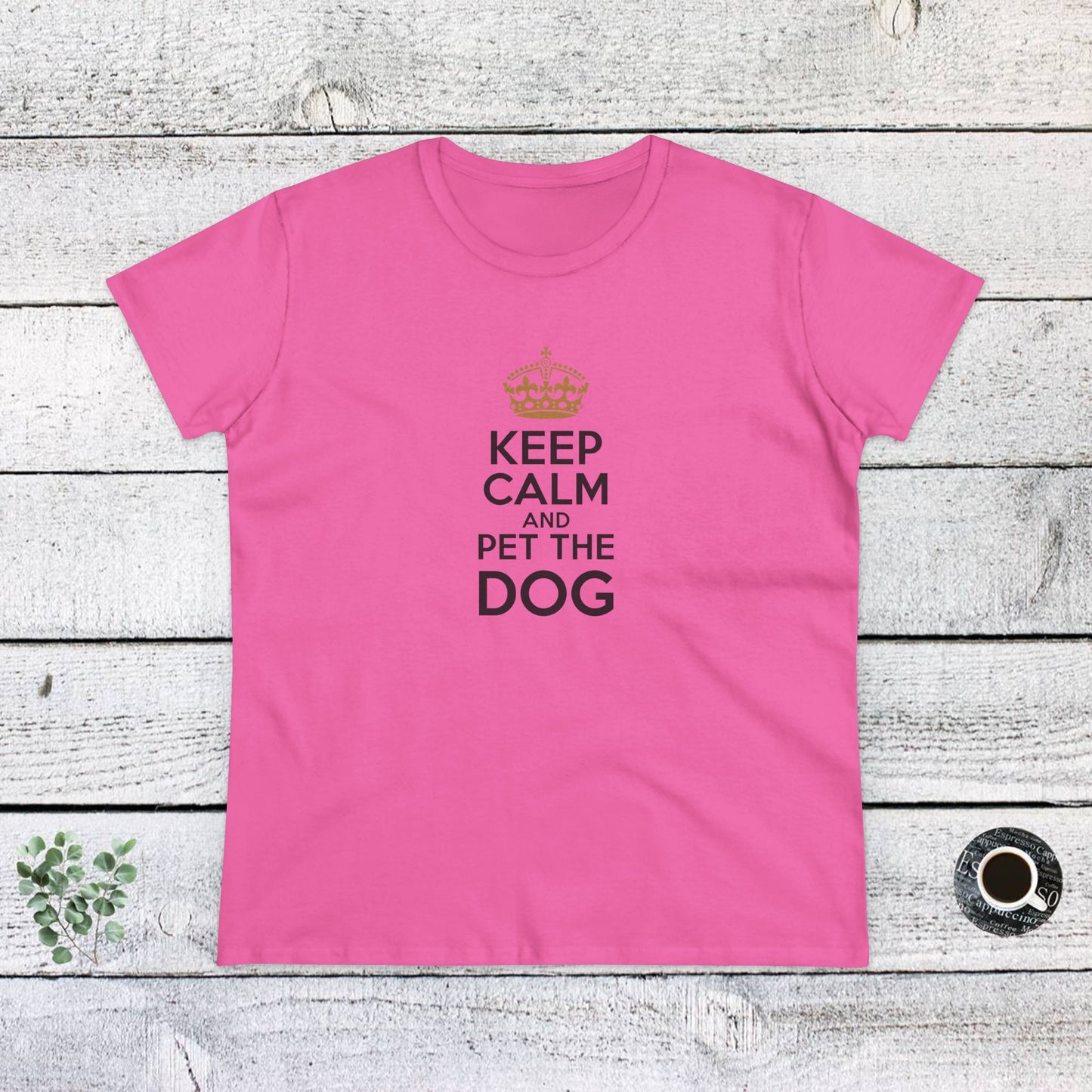 women's midweight cotton tee - keep calm and pet the dog | funny dog lover gift | cute pet quote design