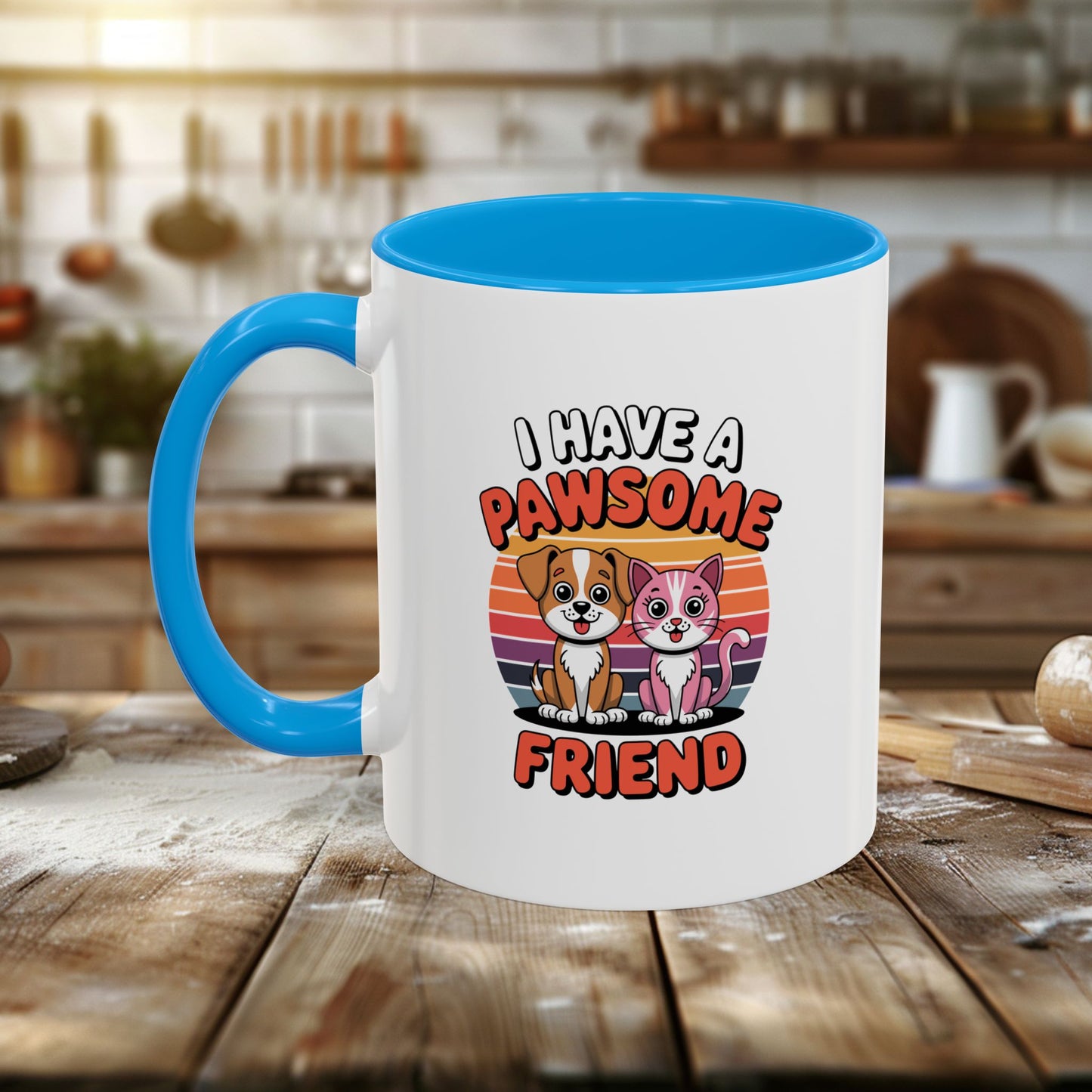 colorful mugs (11oz, 15oz) - i have a pawesome friend | funny dog lover gift | cute pet quote design